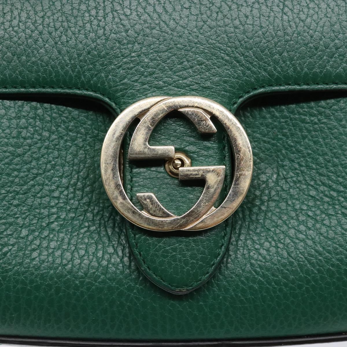 Gucci Interlocking G, Green, Leather, shoulder