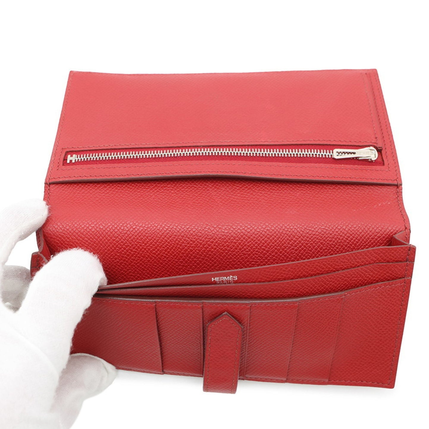 Hermès Béarn, Red, Leather, wallet