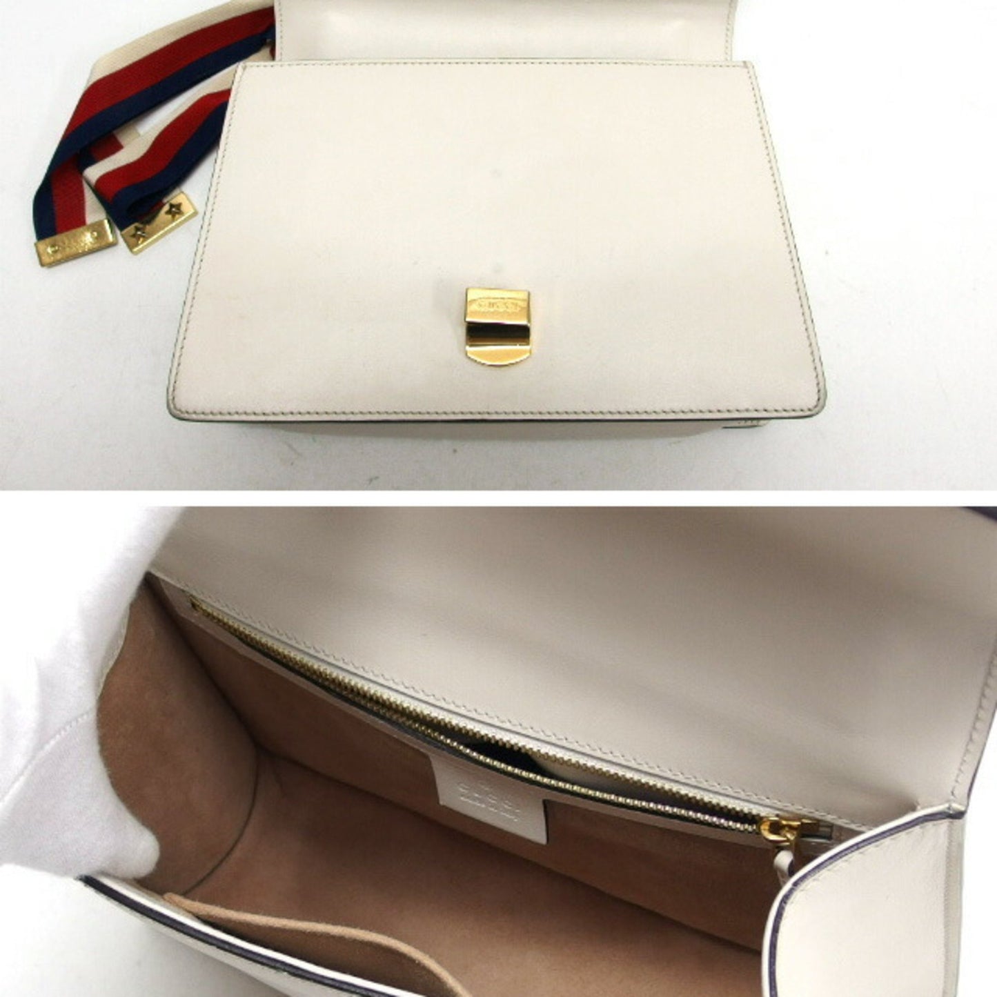 Gucci Sylvie, White, Leather, shoulder