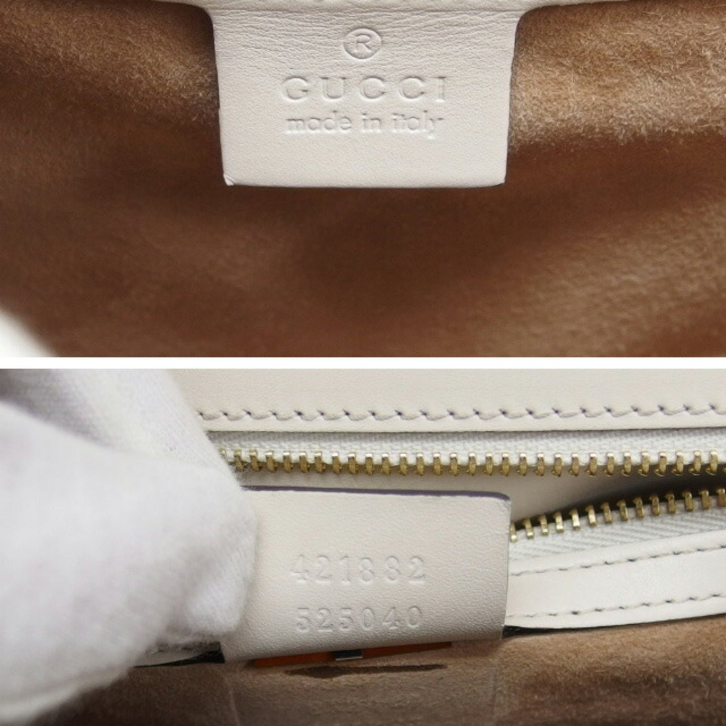Gucci Sylvie, White, Leather, shoulder