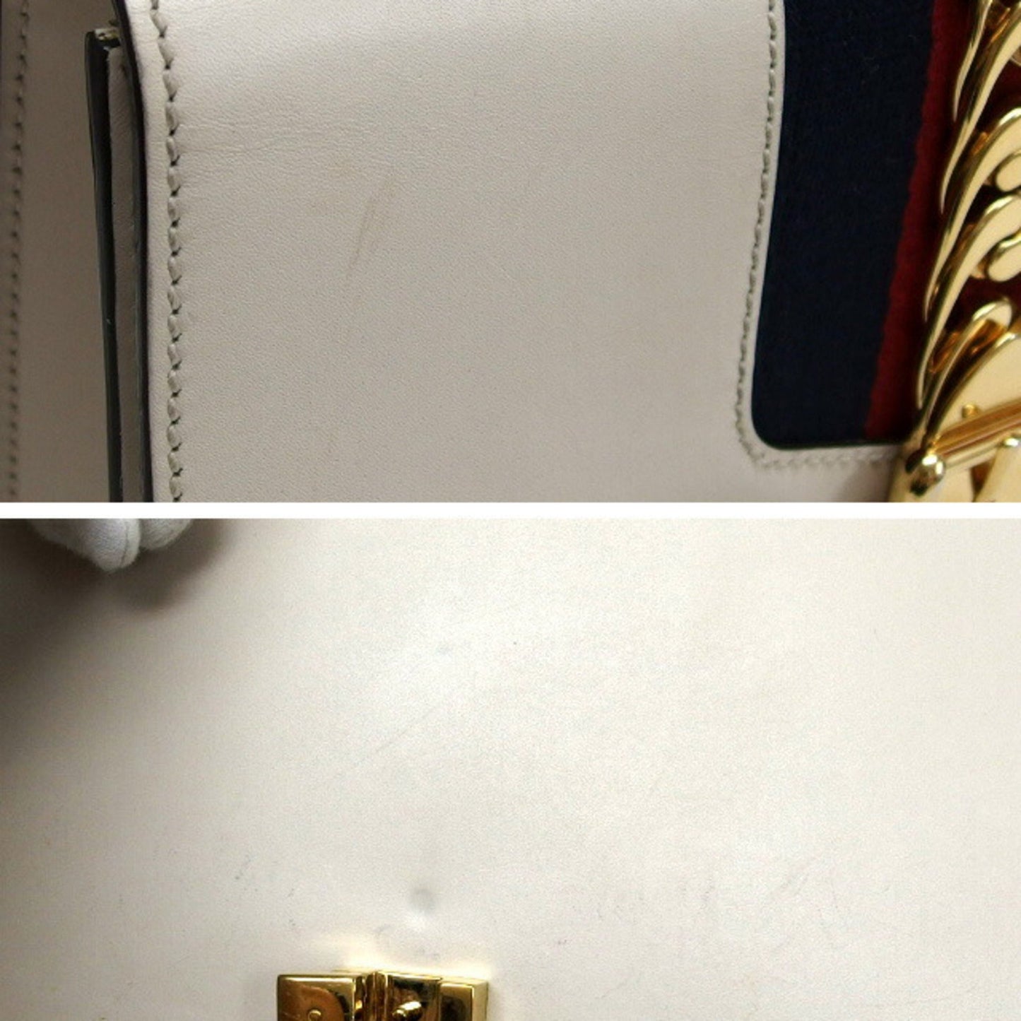 Gucci Sylvie, White, Leather, shoulder