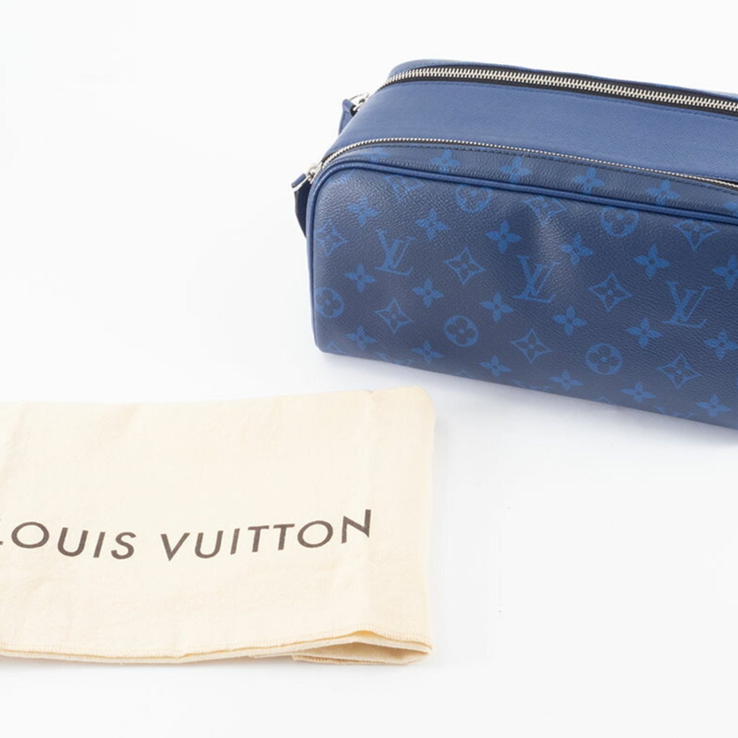 Louis Vuitton Dopp Kit, Blue, Canvas, clutch