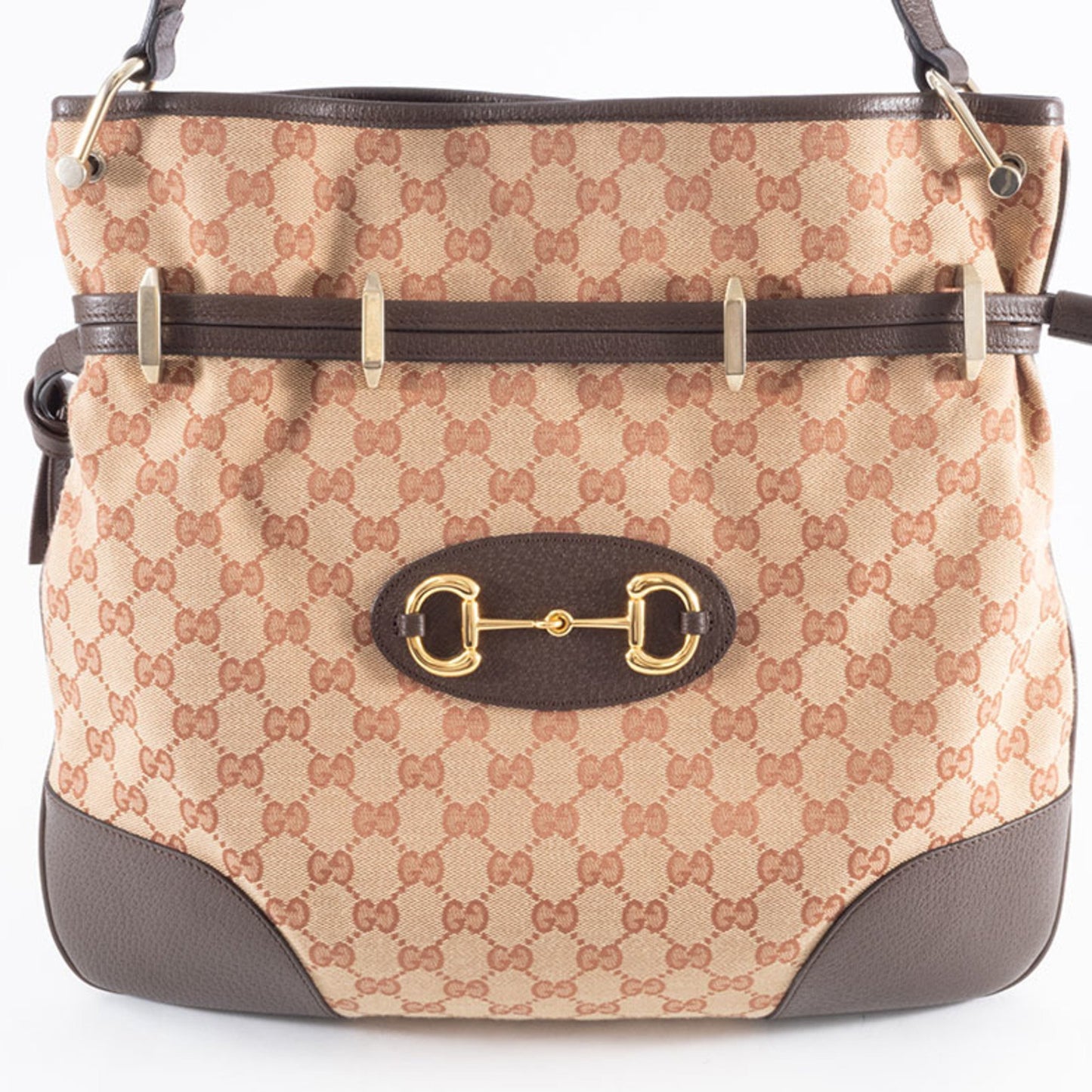 Gucci Horsebit, "BEIGE, BROWN", "CANVAS, LEATHER", shoulder