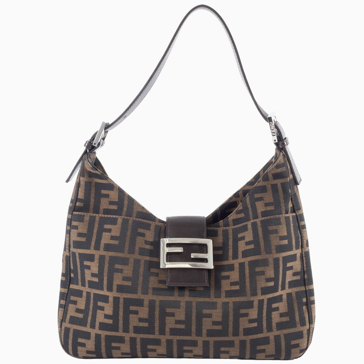Fendi Baguette, Brown, Canvas, shoulder