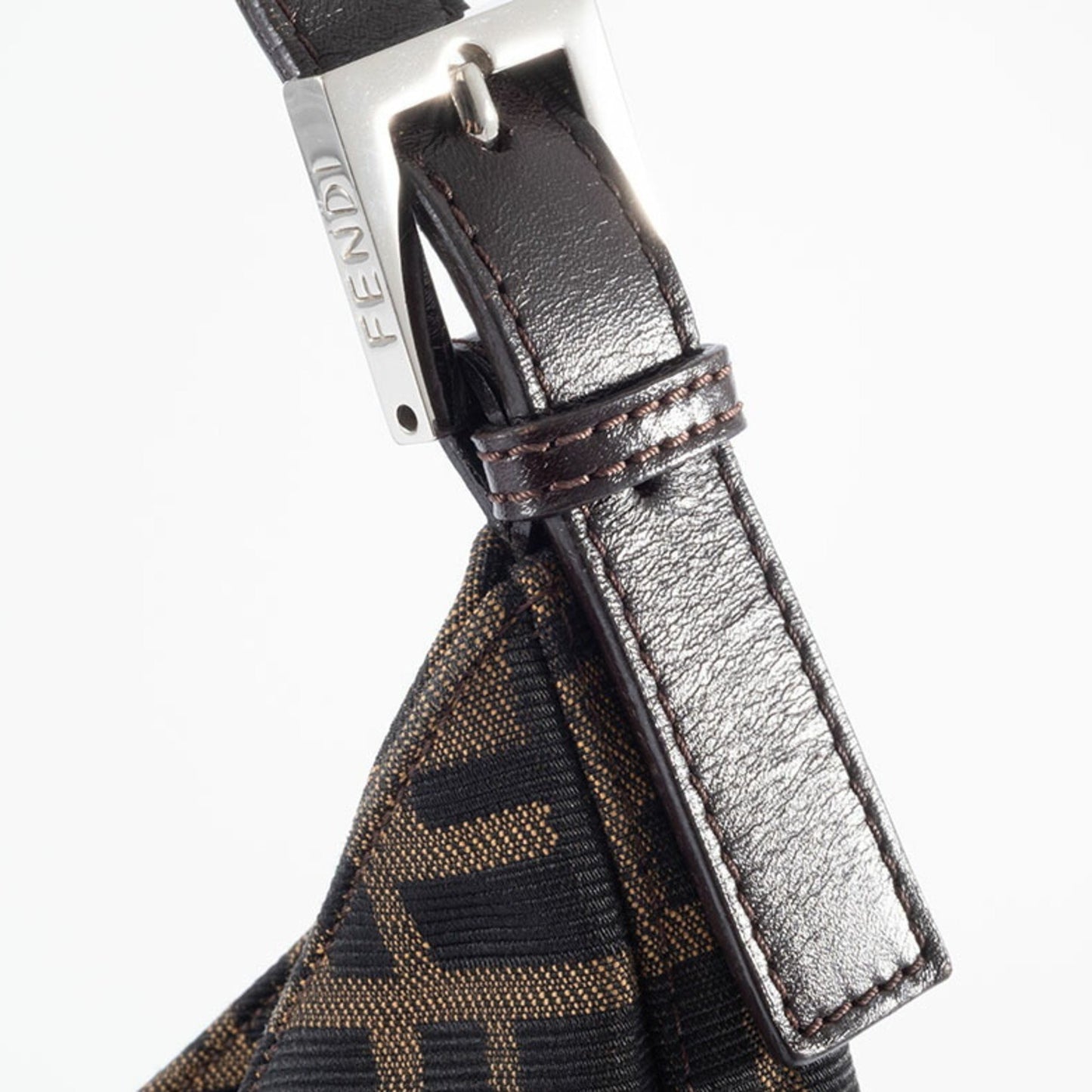 Fendi Baguette, Brown, Canvas, shoulder