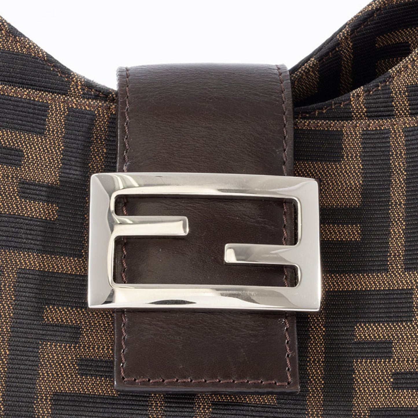 Fendi Baguette, Brown, Canvas, shoulder