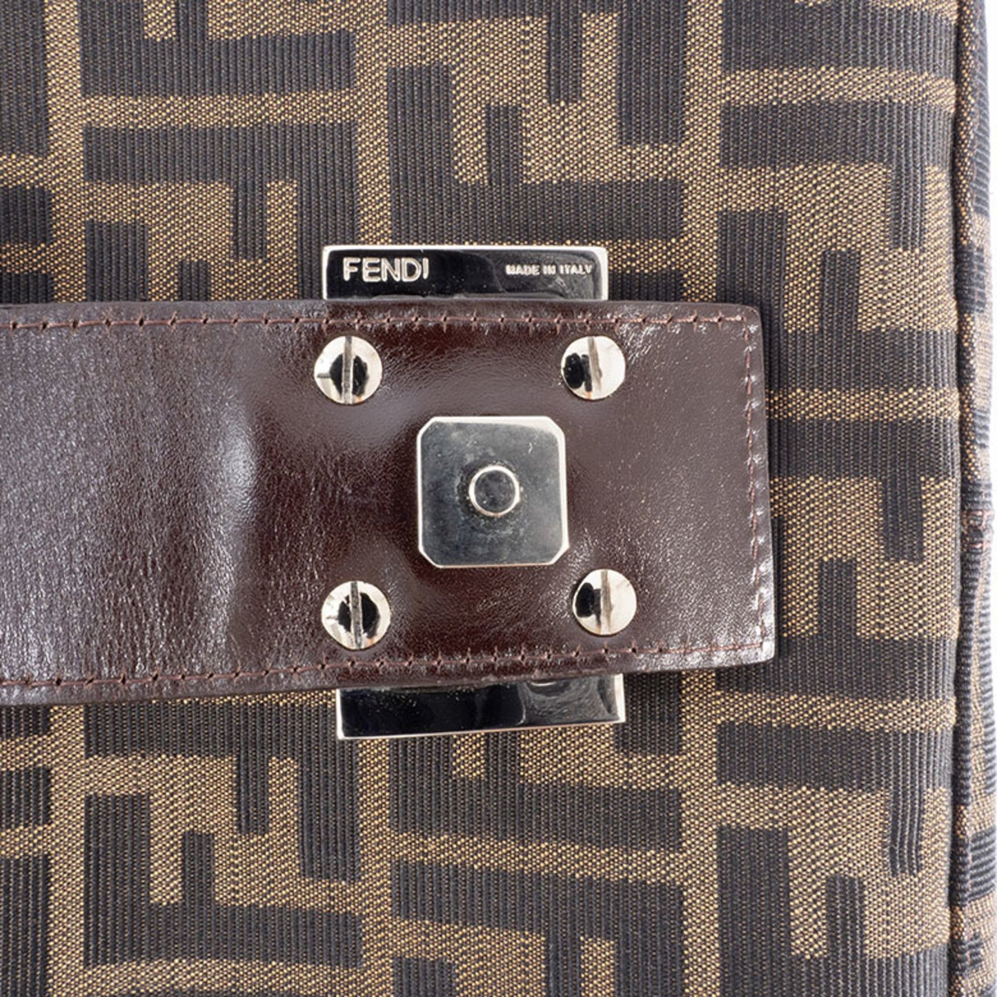 Fendi Baguette, Brown, Canvas, shoulder