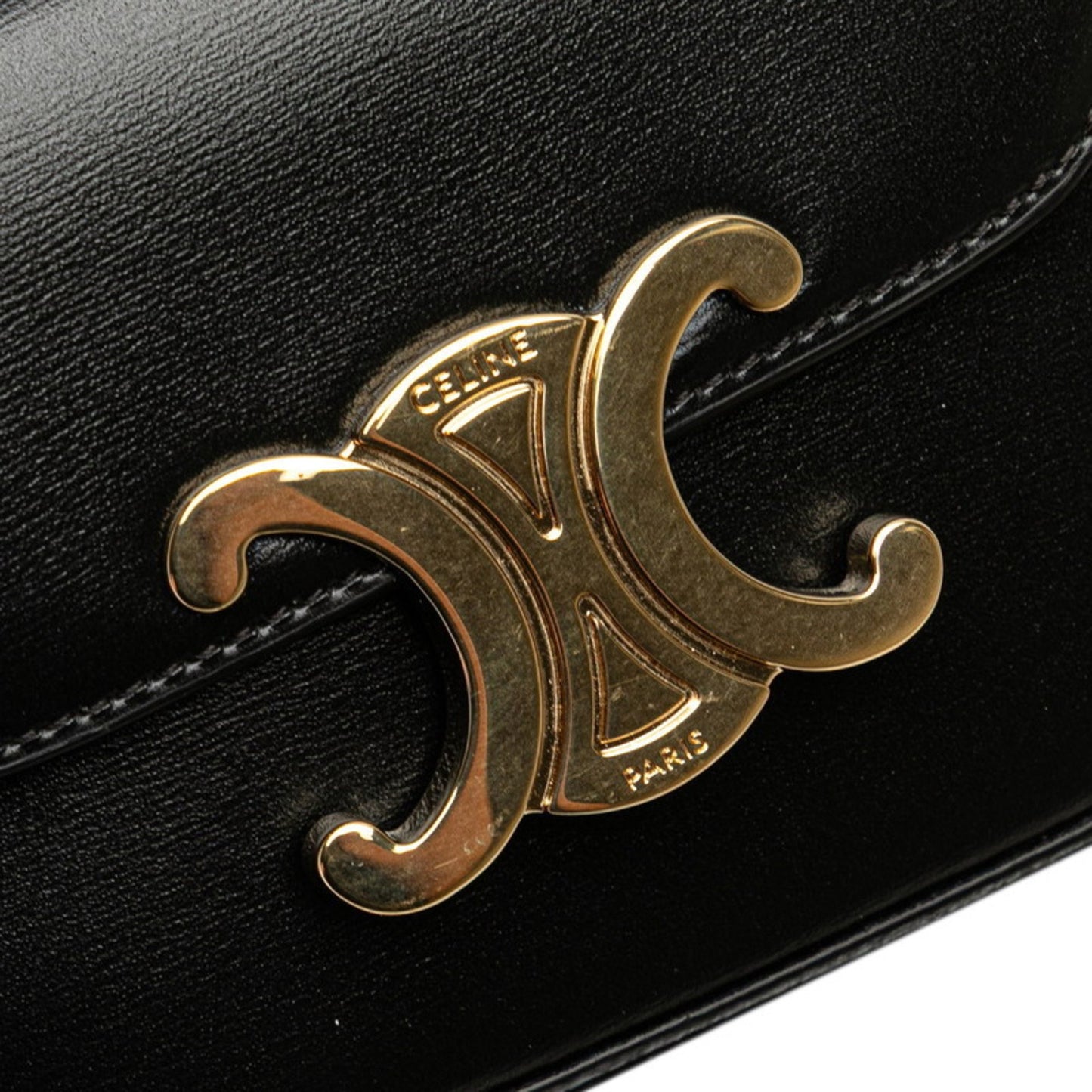 Céline Triomphe Vintage, Black, Leather, shoulder