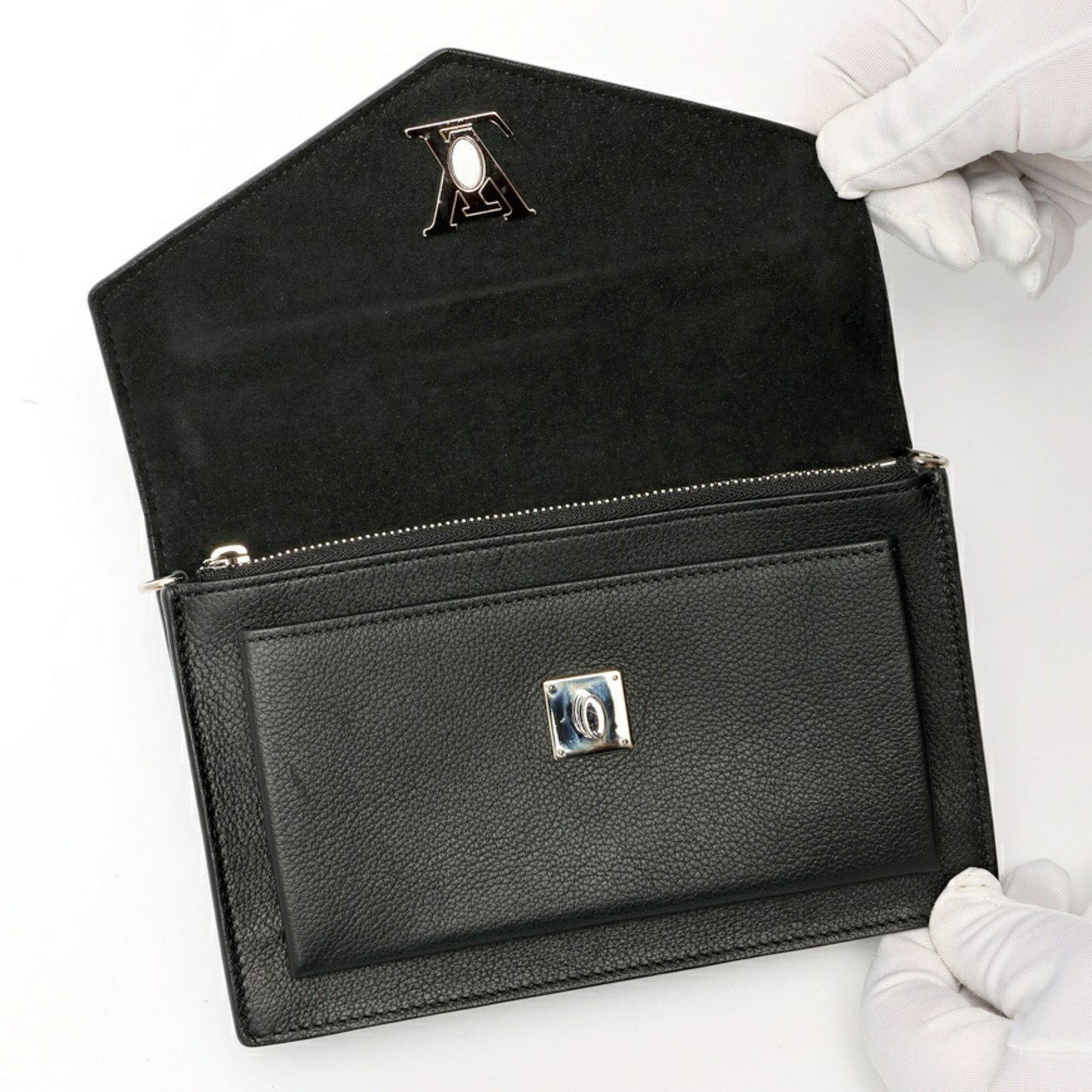 Louis Vuitton Mylockme, Black, Leather, clutch