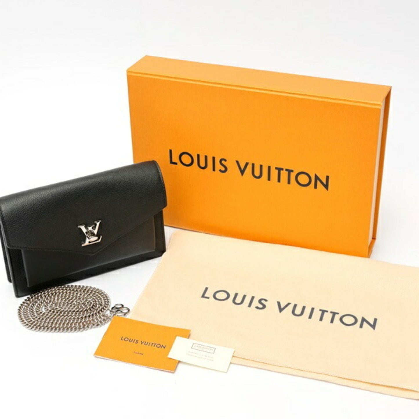 Louis Vuitton Mylockme, Black, Leather, clutch