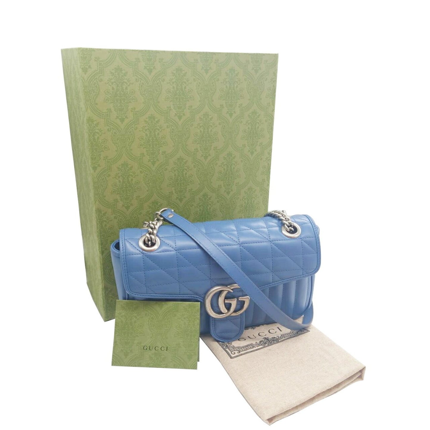 Gucci Marmont MM, Blue, Leather, shoulder