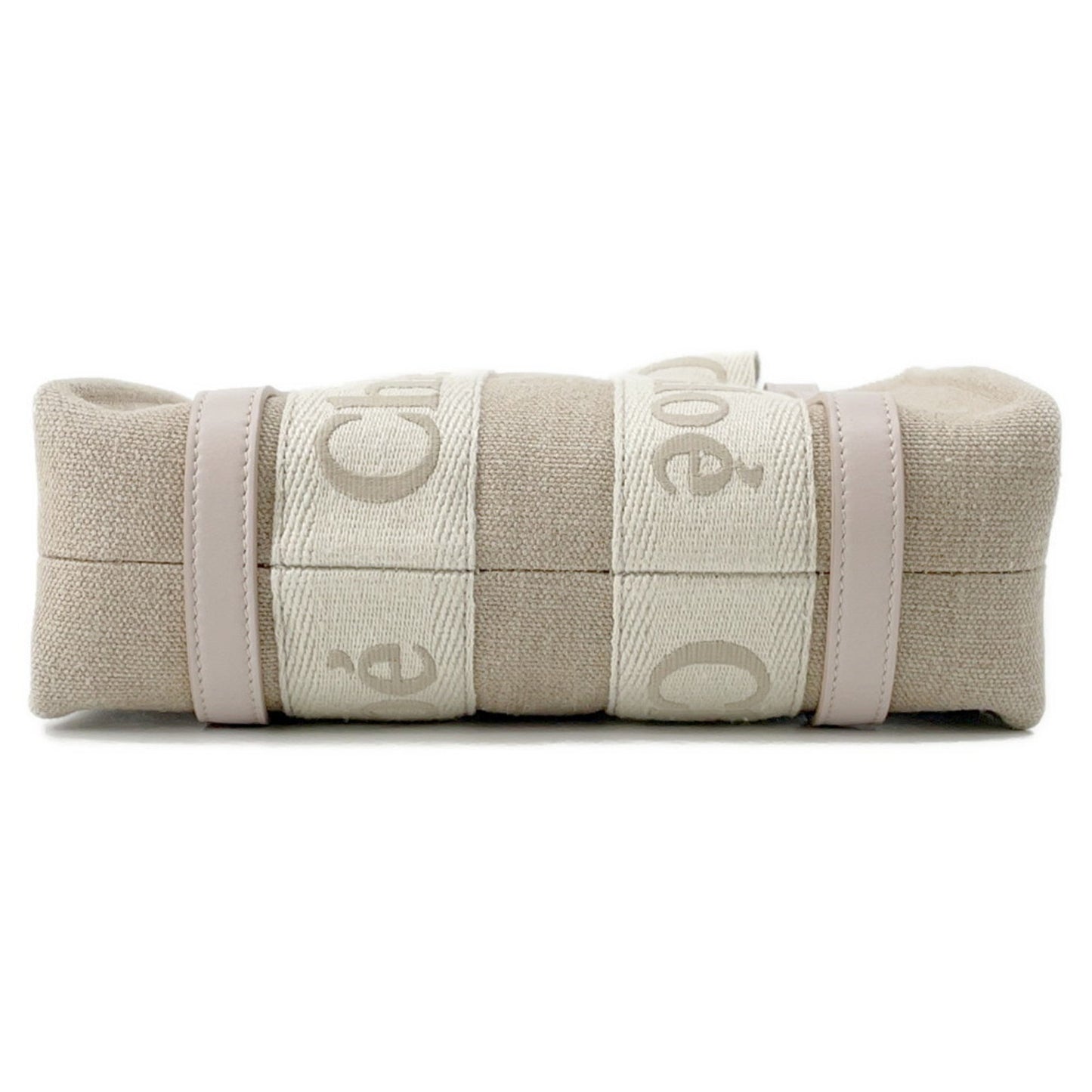 Chloé Woody, Beige, "CANVAS, LEATHER", tote