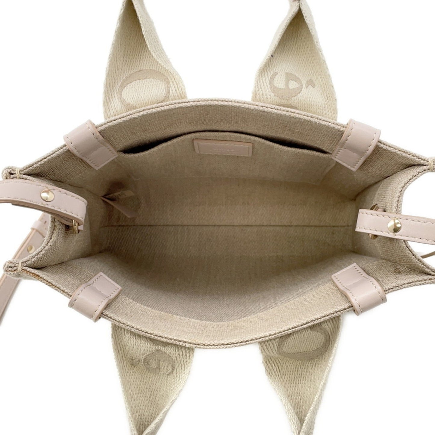 Chloé Woody, Beige, "CANVAS, LEATHER", tote