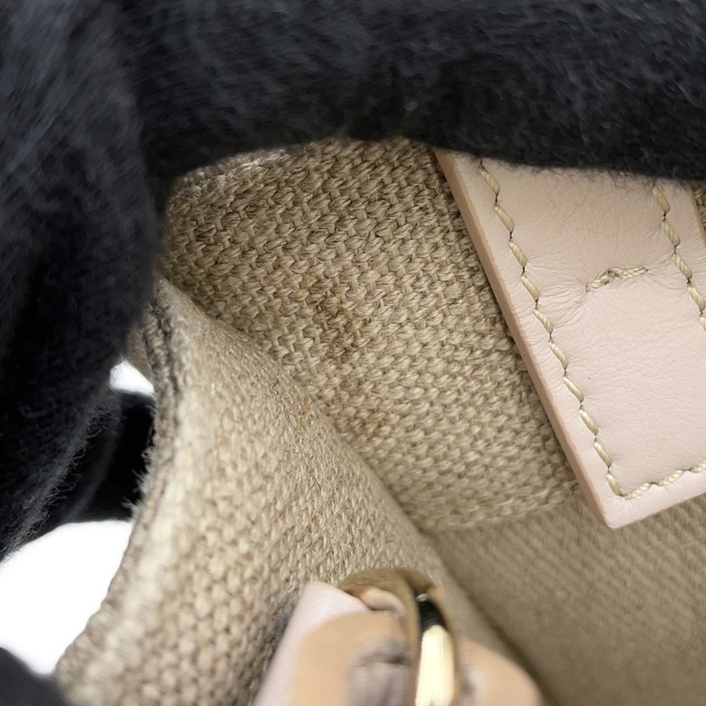 Chloé Woody, Beige, "CANVAS, LEATHER", tote