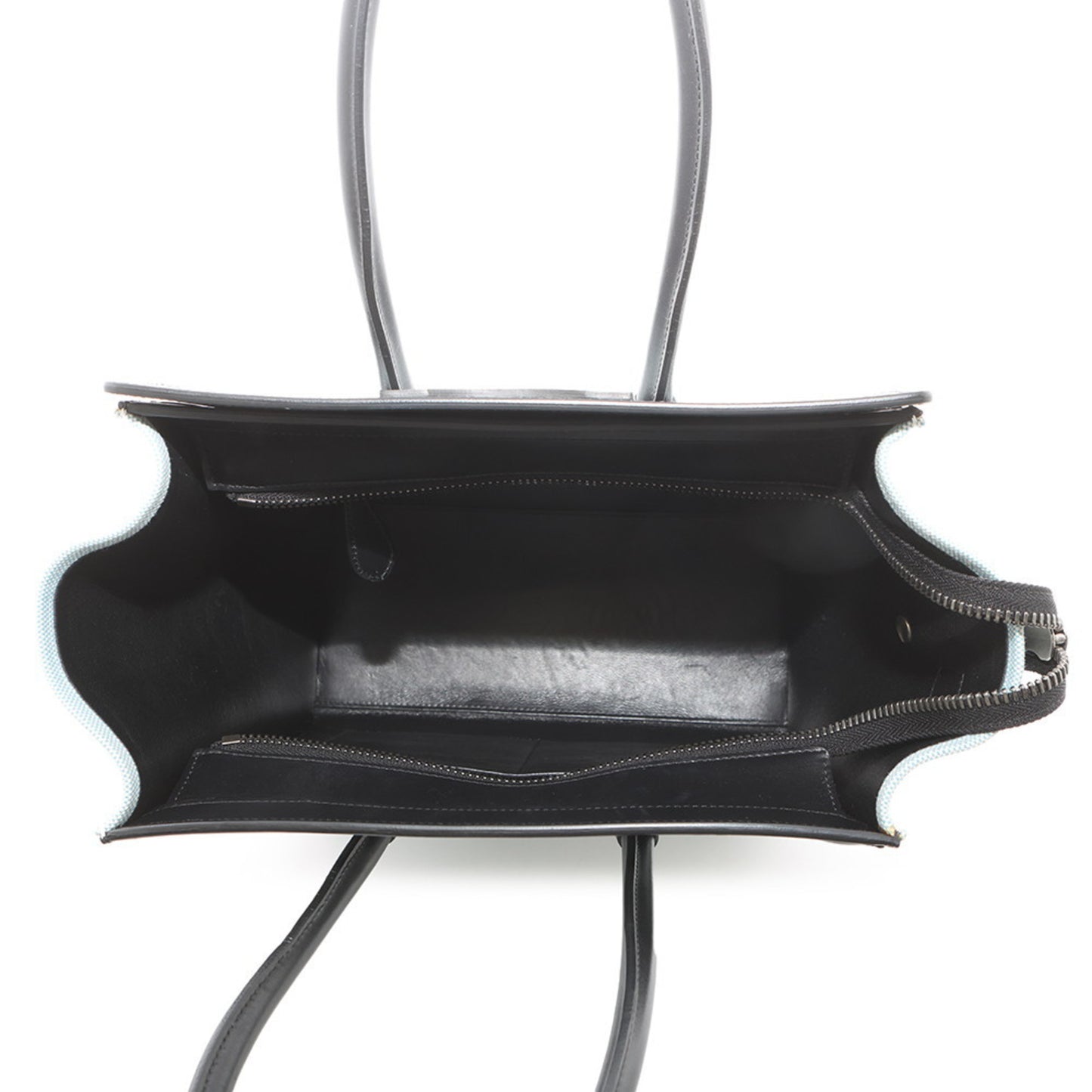 Céline Luggage, Blue, "CANVAS, LEATHER", tote