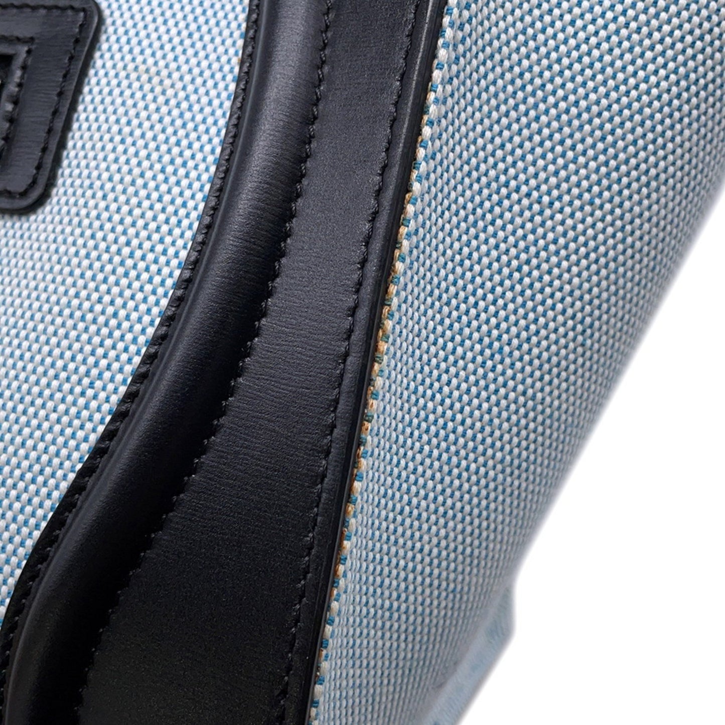 Céline Luggage, Blue, "CANVAS, LEATHER", tote