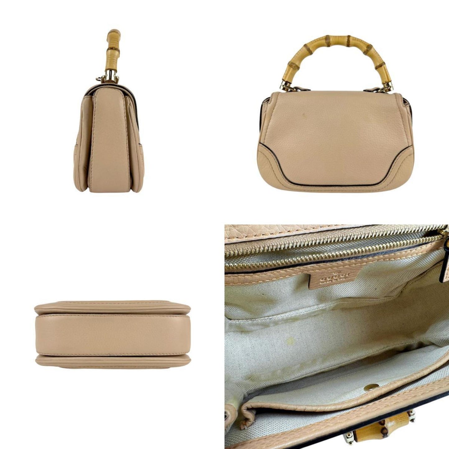 Gucci Bamboo, Beige, Leather, handbag