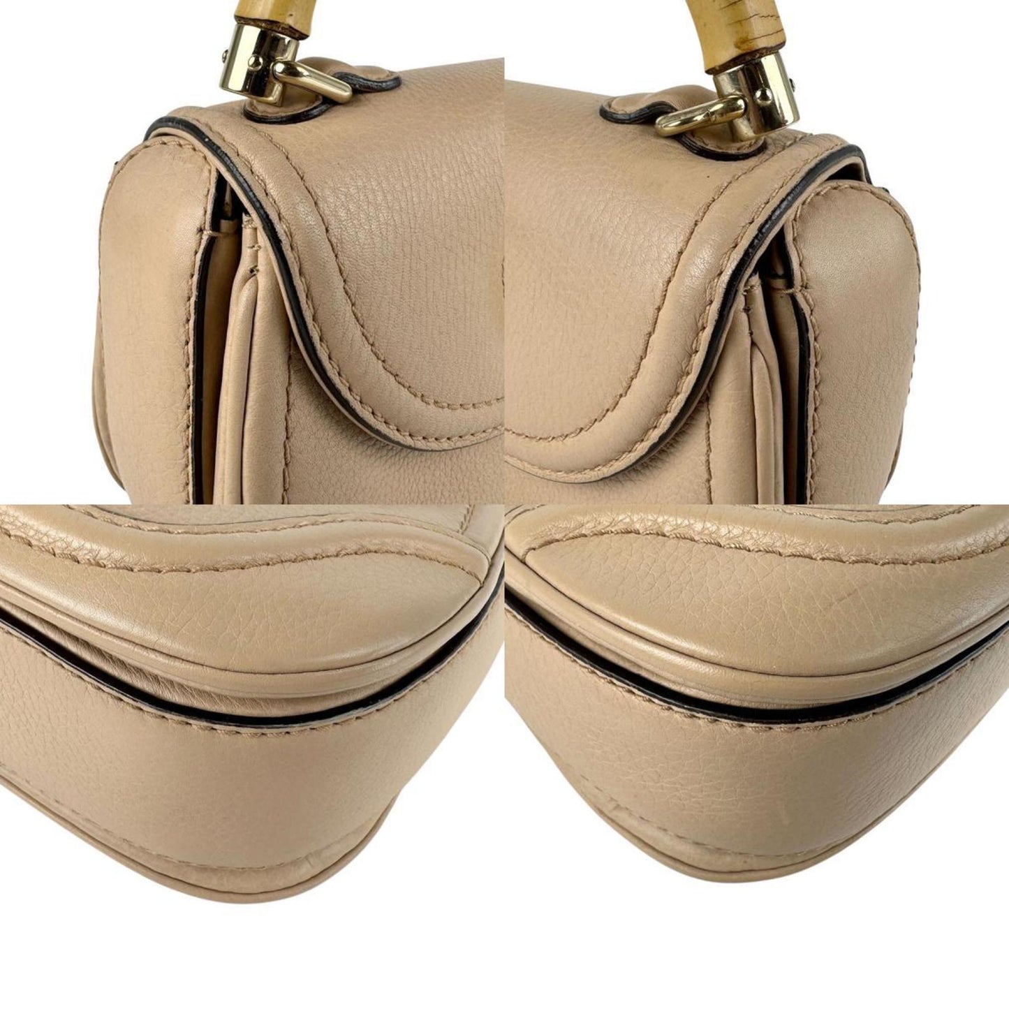 Gucci Bamboo, Beige, Leather, handbag