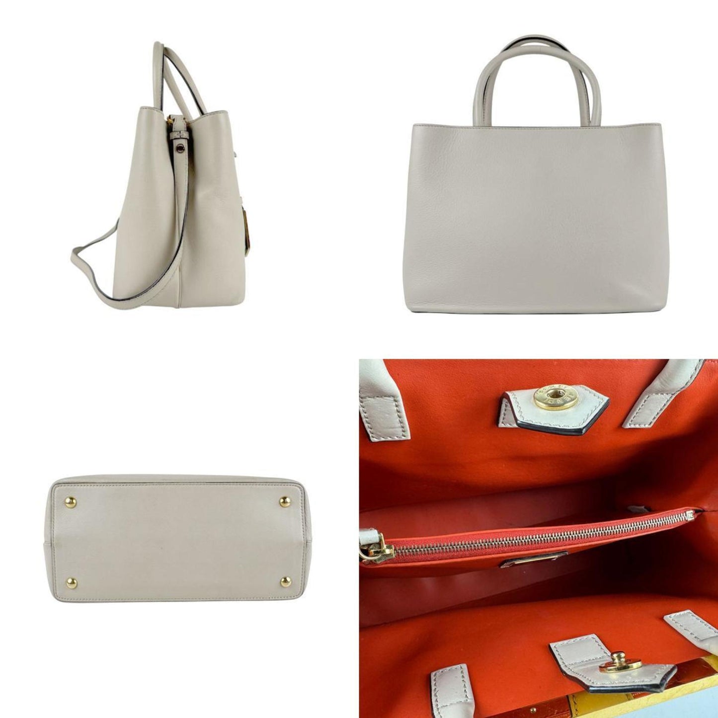 Fendi 2Jours, Grey, Leather, handbag