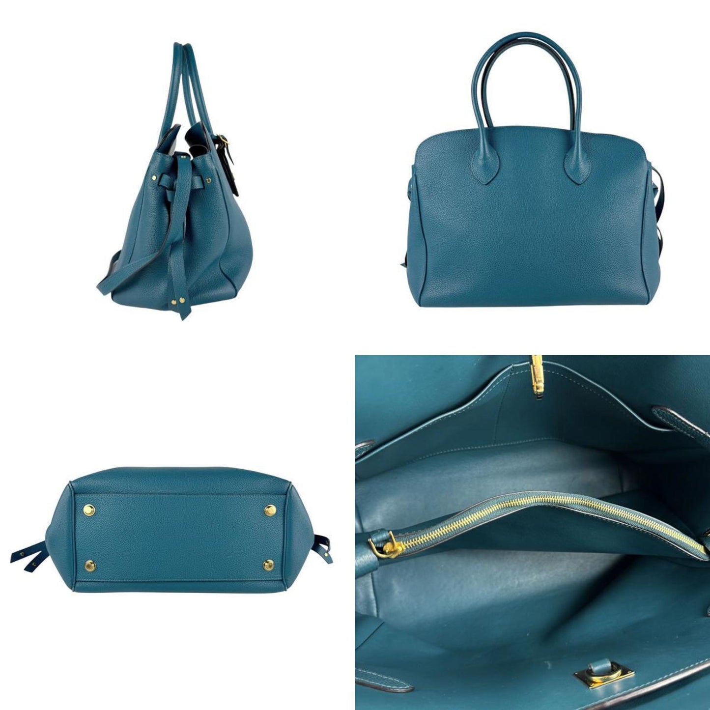 Louis Vuitton Milla, Blue, Leather, handbag