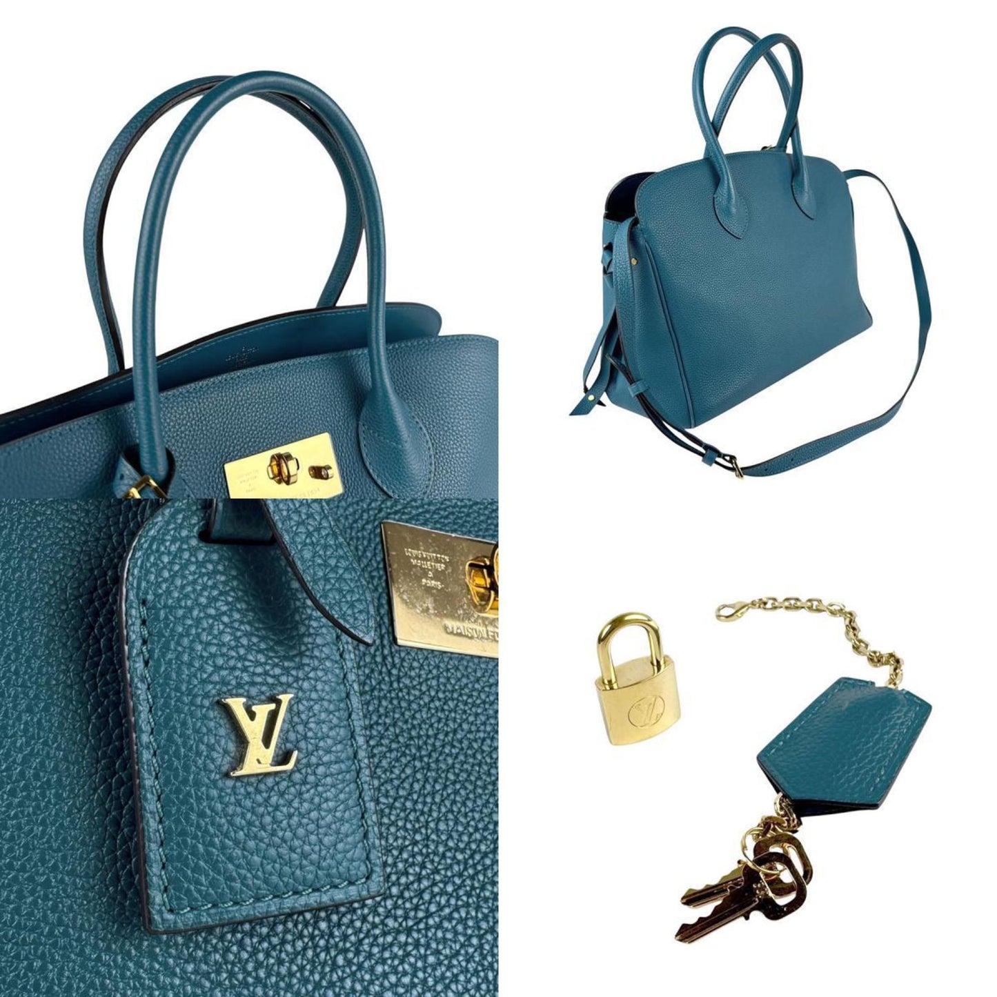 Louis Vuitton Milla, Blue, Leather, handbag