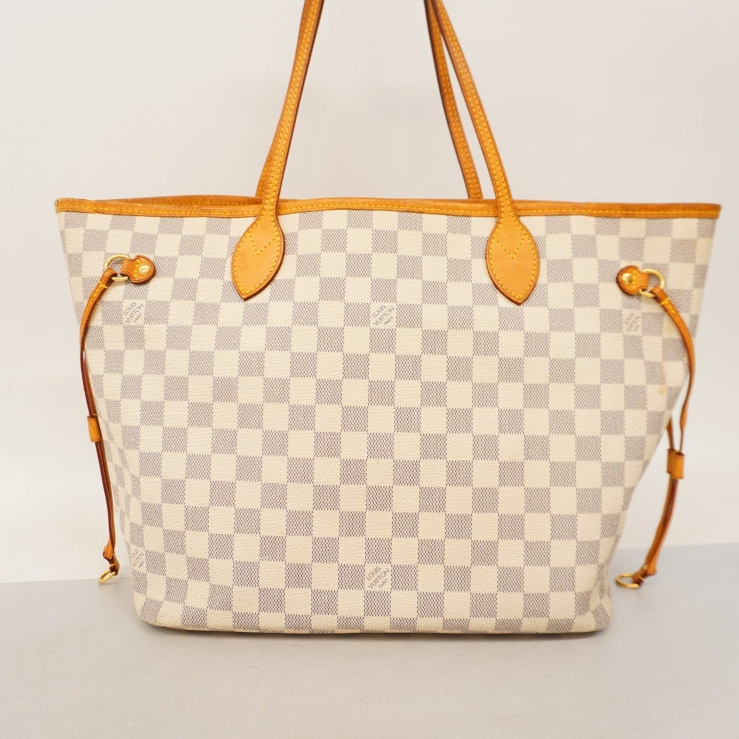 Louis Vuitton Neverfull MM, White, Canvas, tote