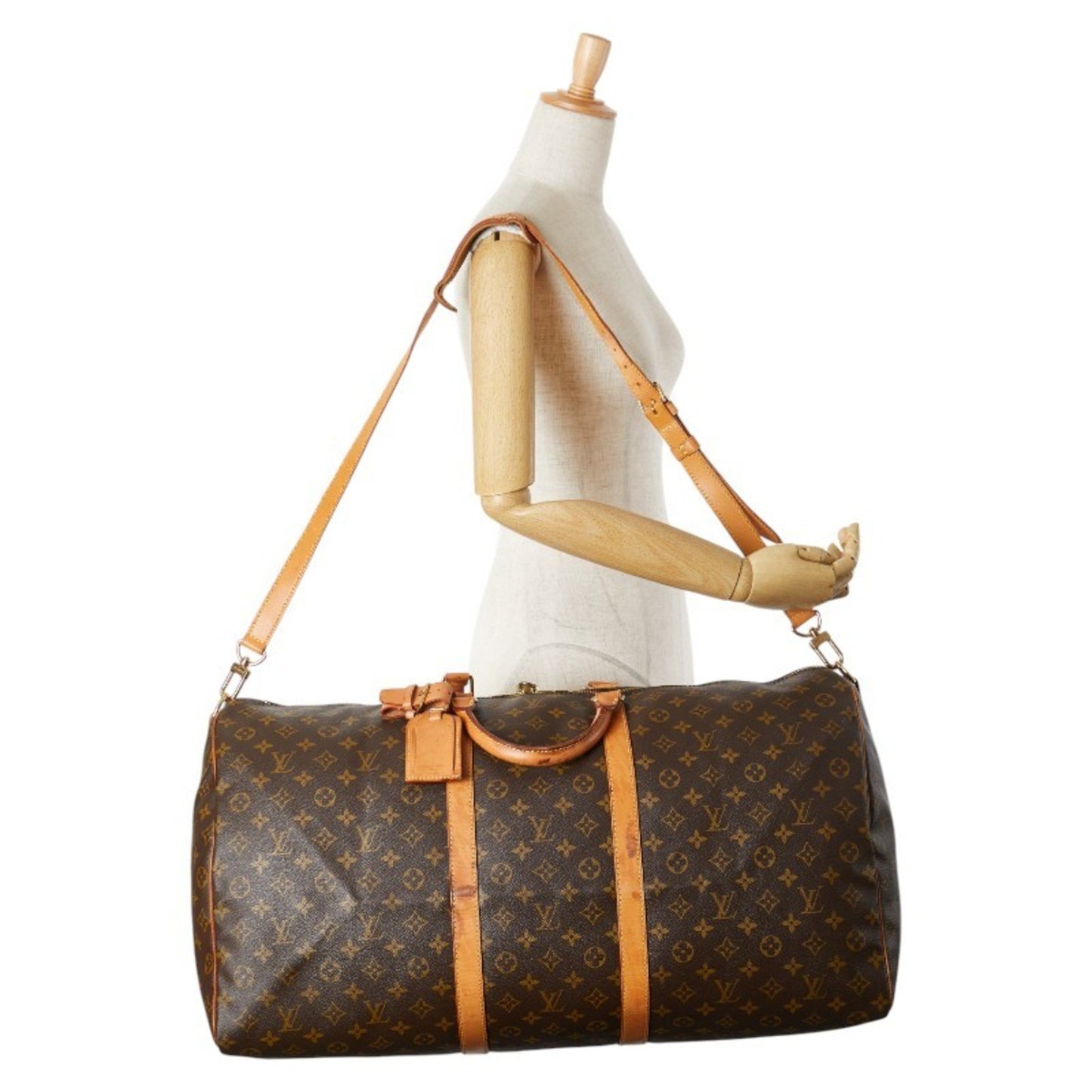 Louis Vuitton Keepall Bandoulière 60, Brown, Canvas, travel
