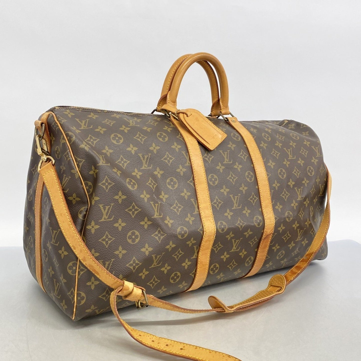 Louis Vuitton Keepall Bandoulière 55, Brown, Canvas, travel