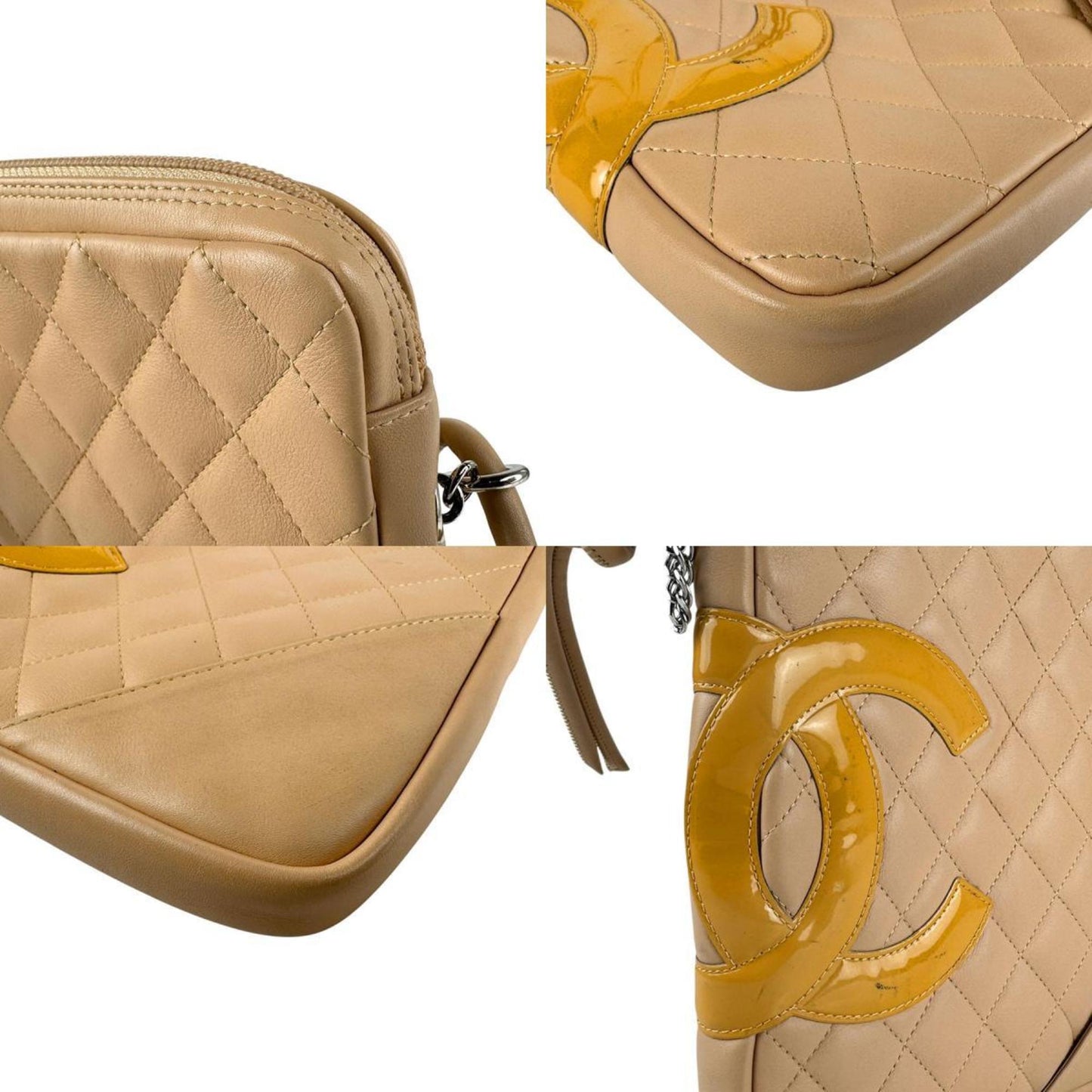 Chanel Cambon, Beige, Leather, shoulder