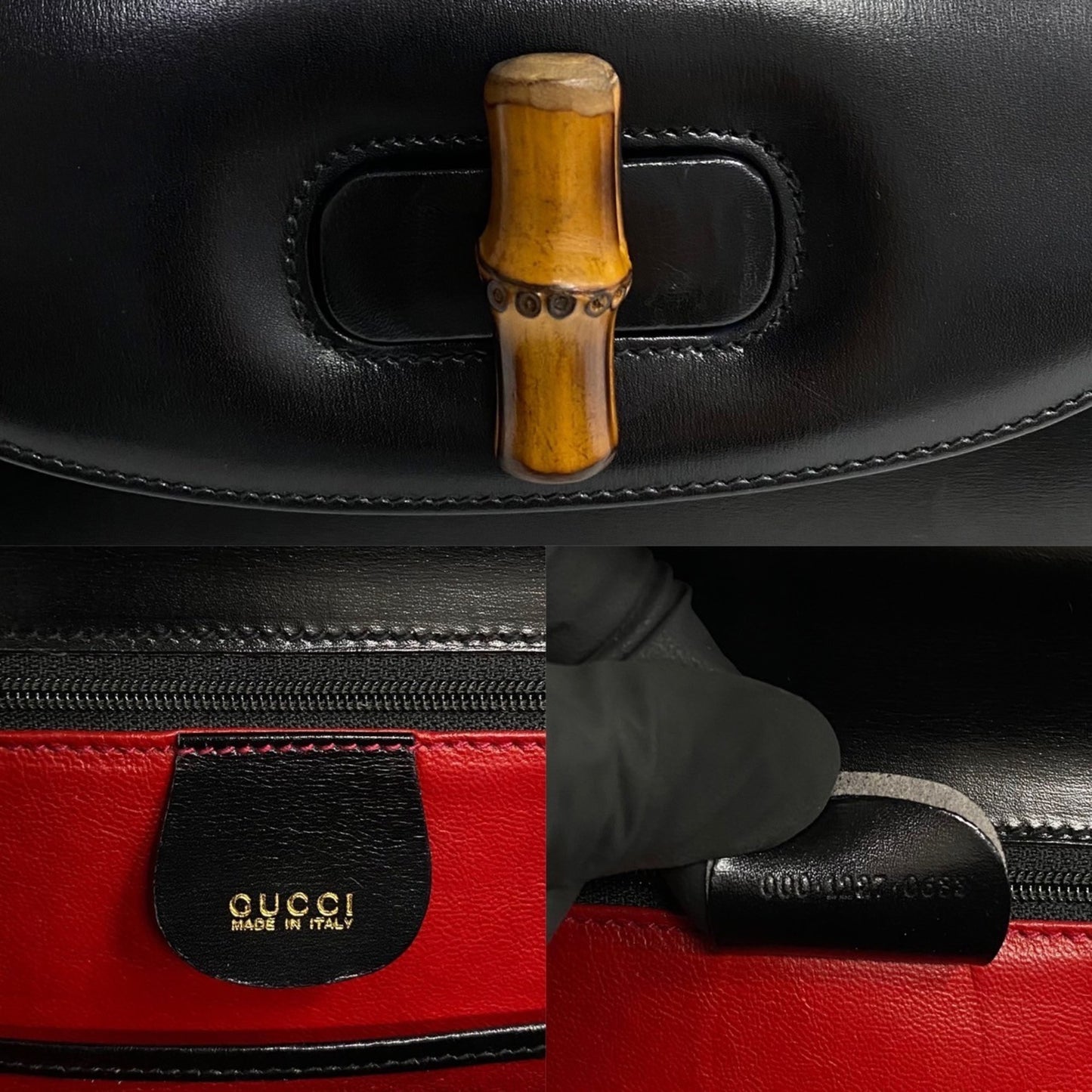Gucci Bamboo, Black, Leather, handbag