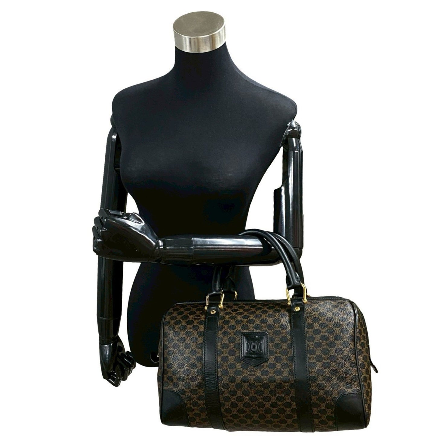 Céline Boston, Brown, Canvas, handbag