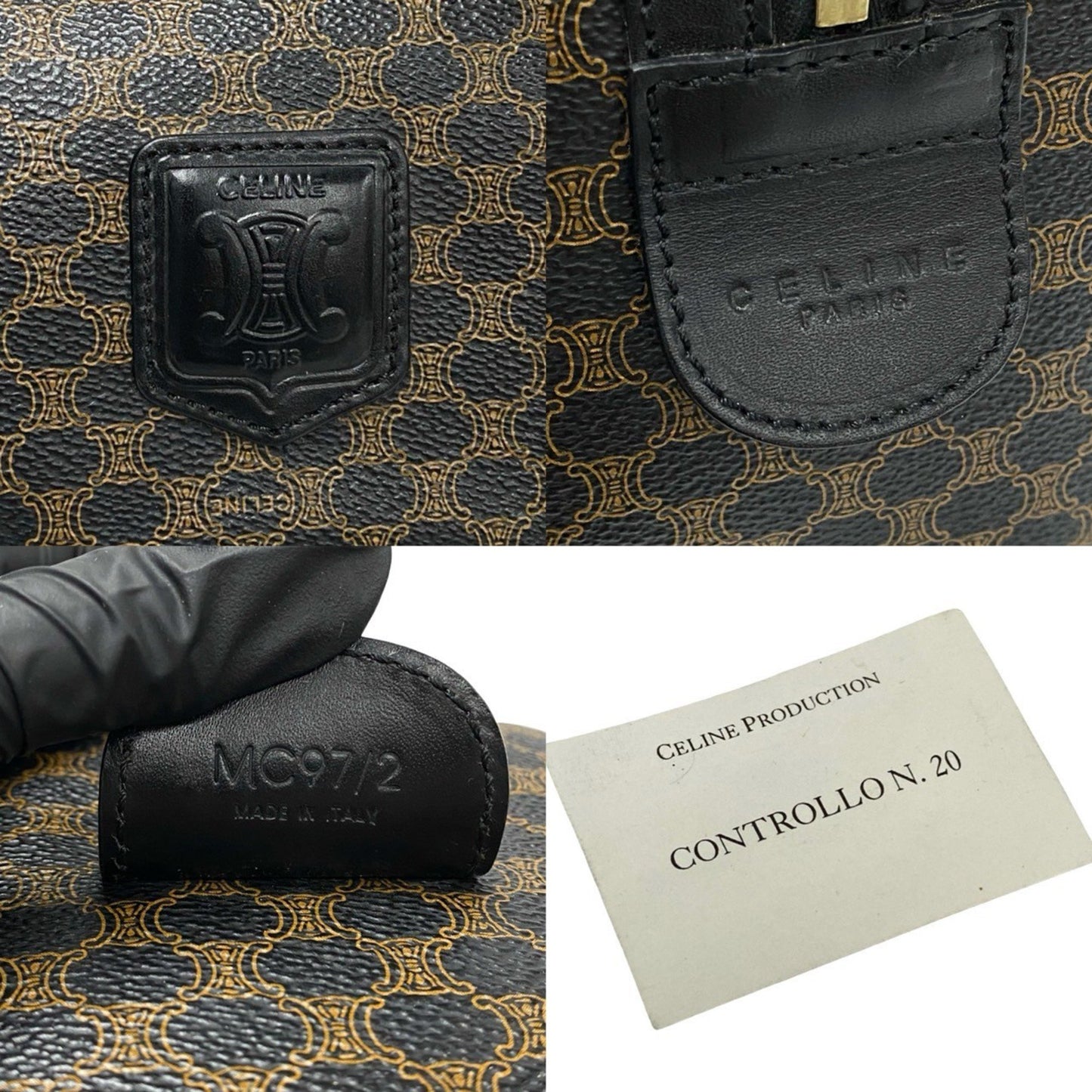 Céline Boston, Brown, Canvas, handbag