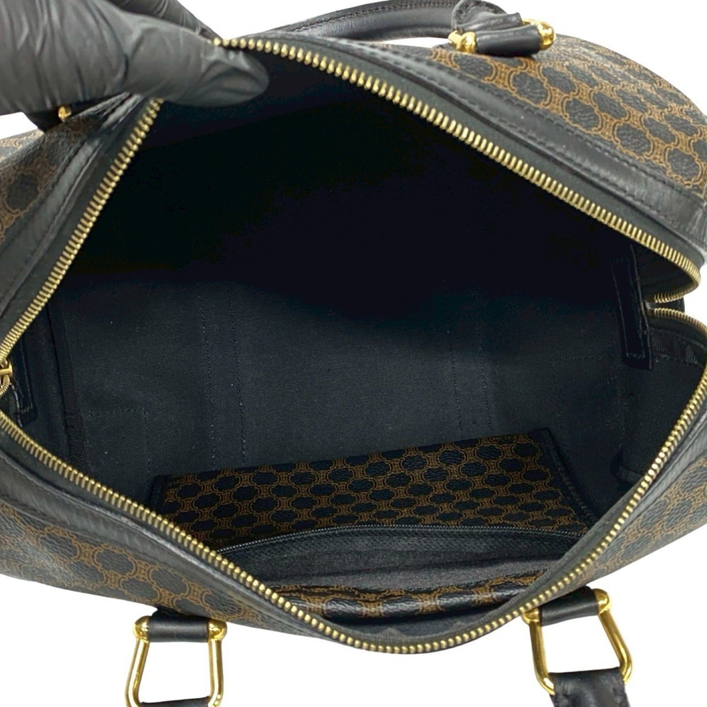 Céline Boston, Brown, Canvas, handbag