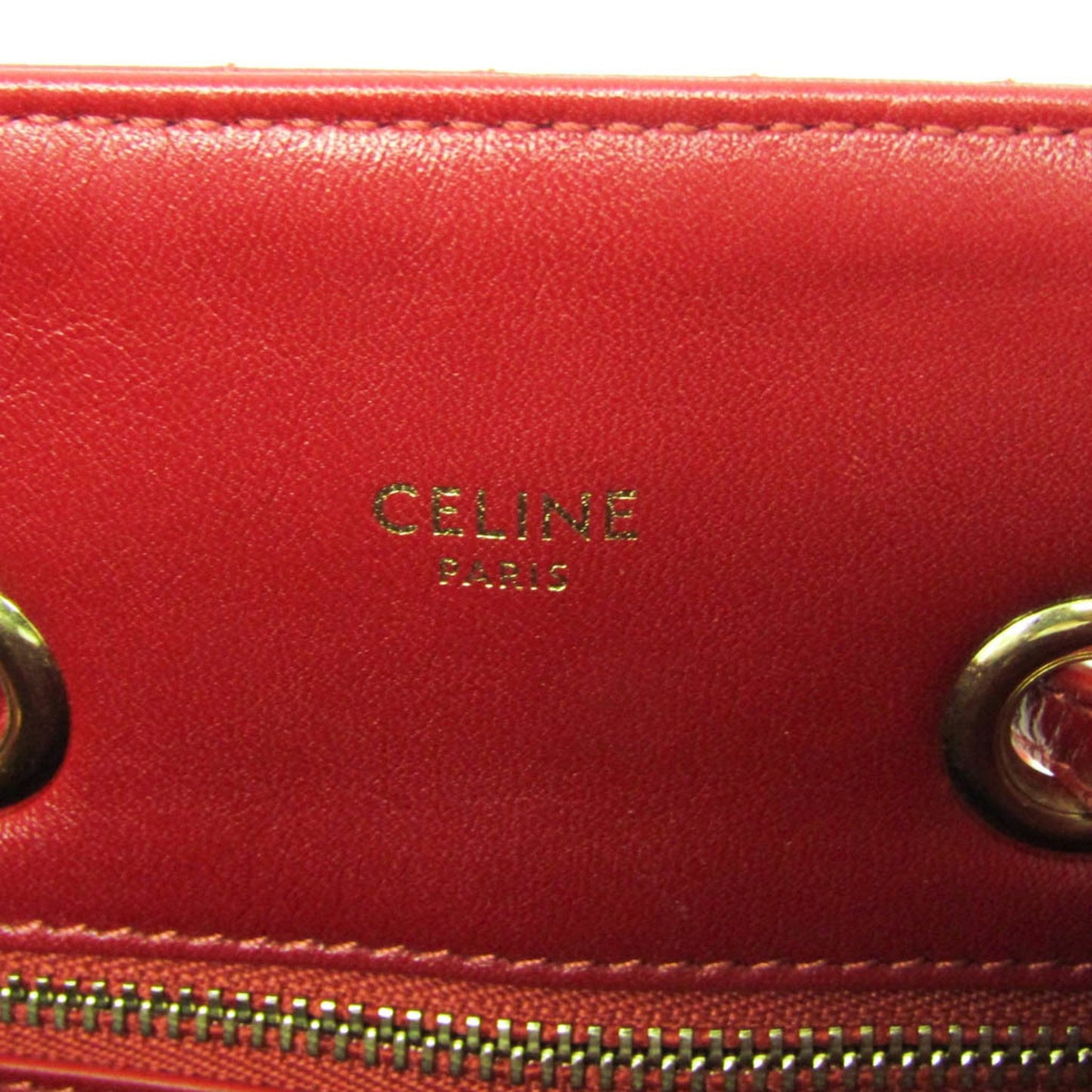 Céline C charm, Red, Leather, shoulder