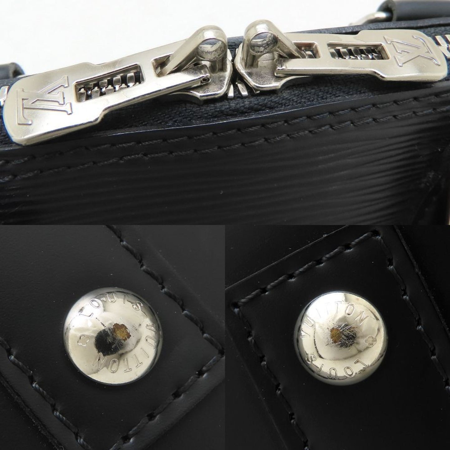 Louis Vuitton Alma BB, Black, Leather, handbag