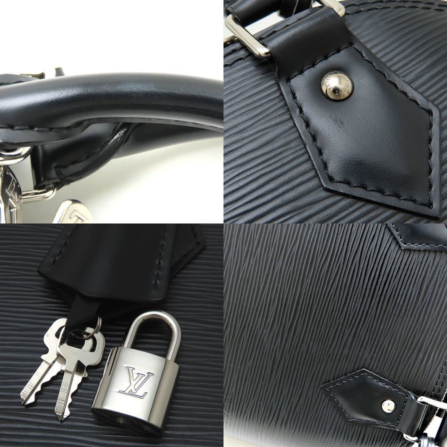 Louis Vuitton Alma BB, Black, Leather, handbag