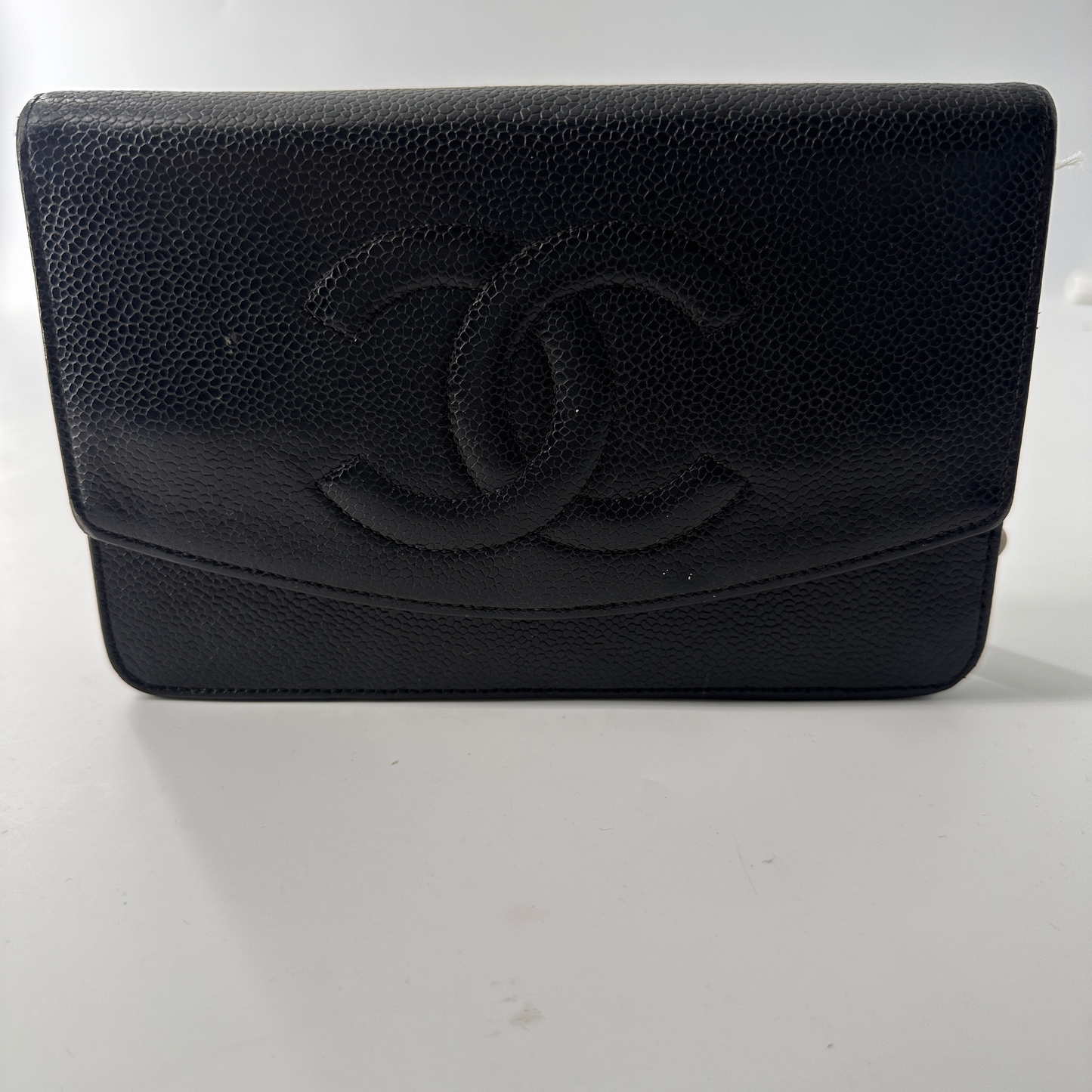 Chanel Wallet On Chain, Black, Leather, shoulder