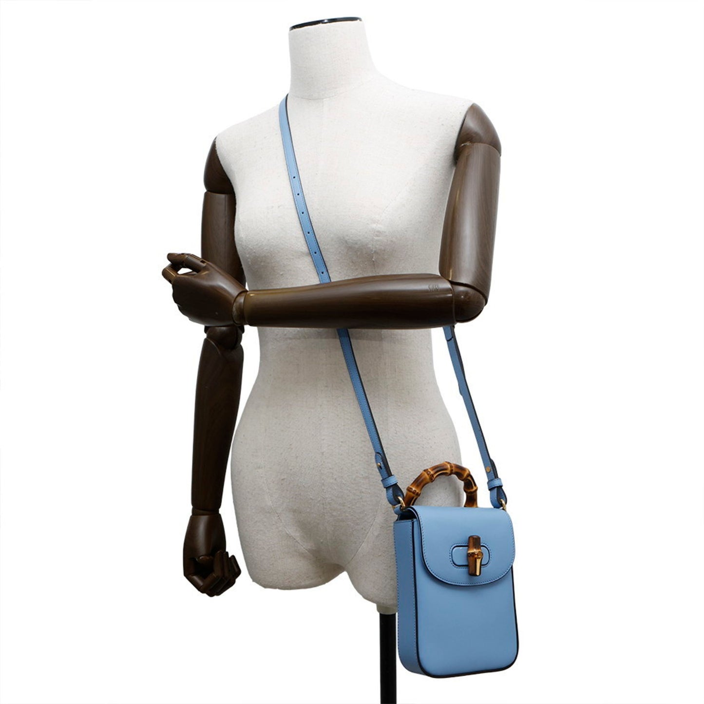 Gucci Bamboo, Blue, Leather, clutch