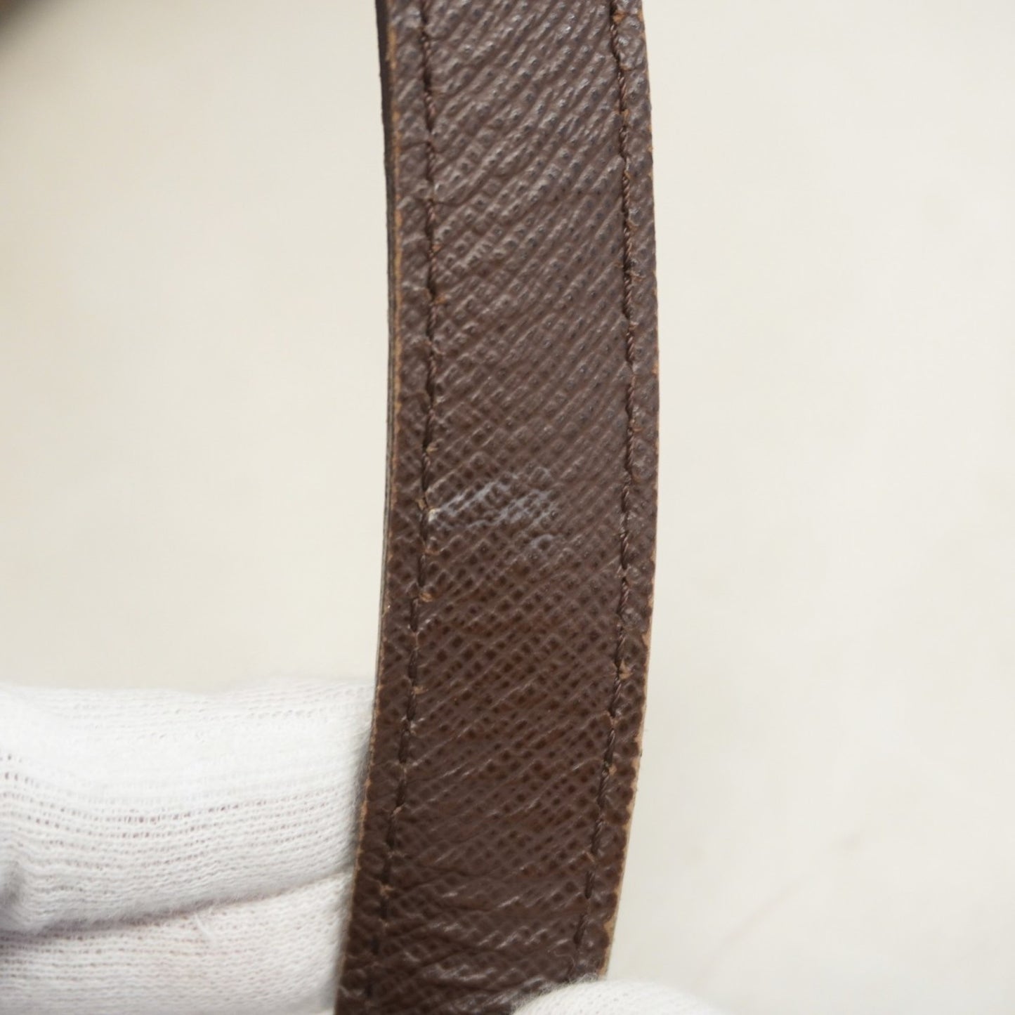 Louis Vuitton Belem MM, Brown, Canvas, shoulder