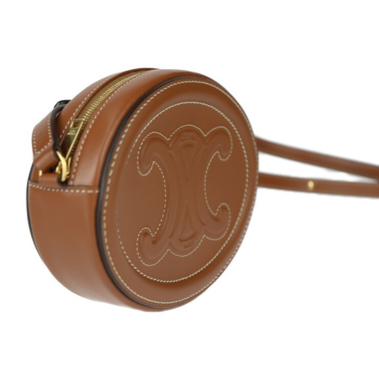 Céline Triomphe, Brown, Leather, shoulder