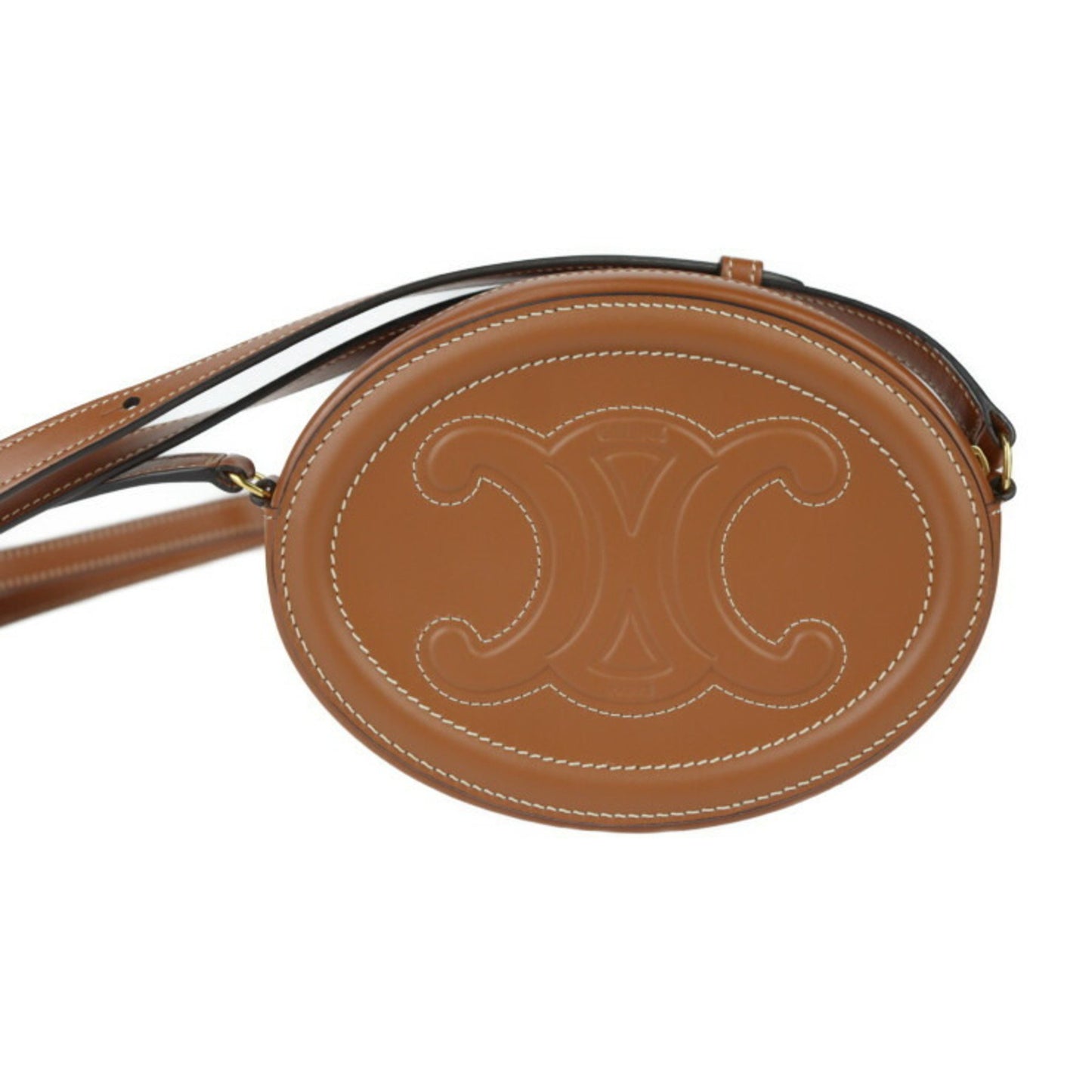 Céline Triomphe, Brown, Leather, shoulder
