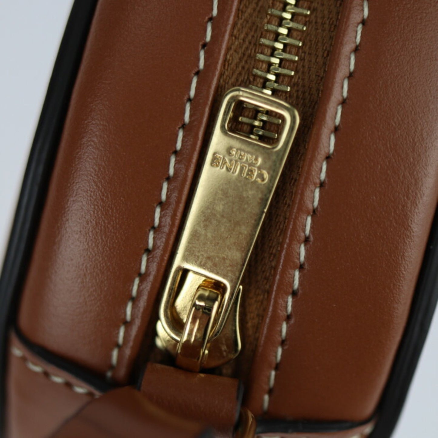 Céline Triomphe, Brown, Leather, shoulder