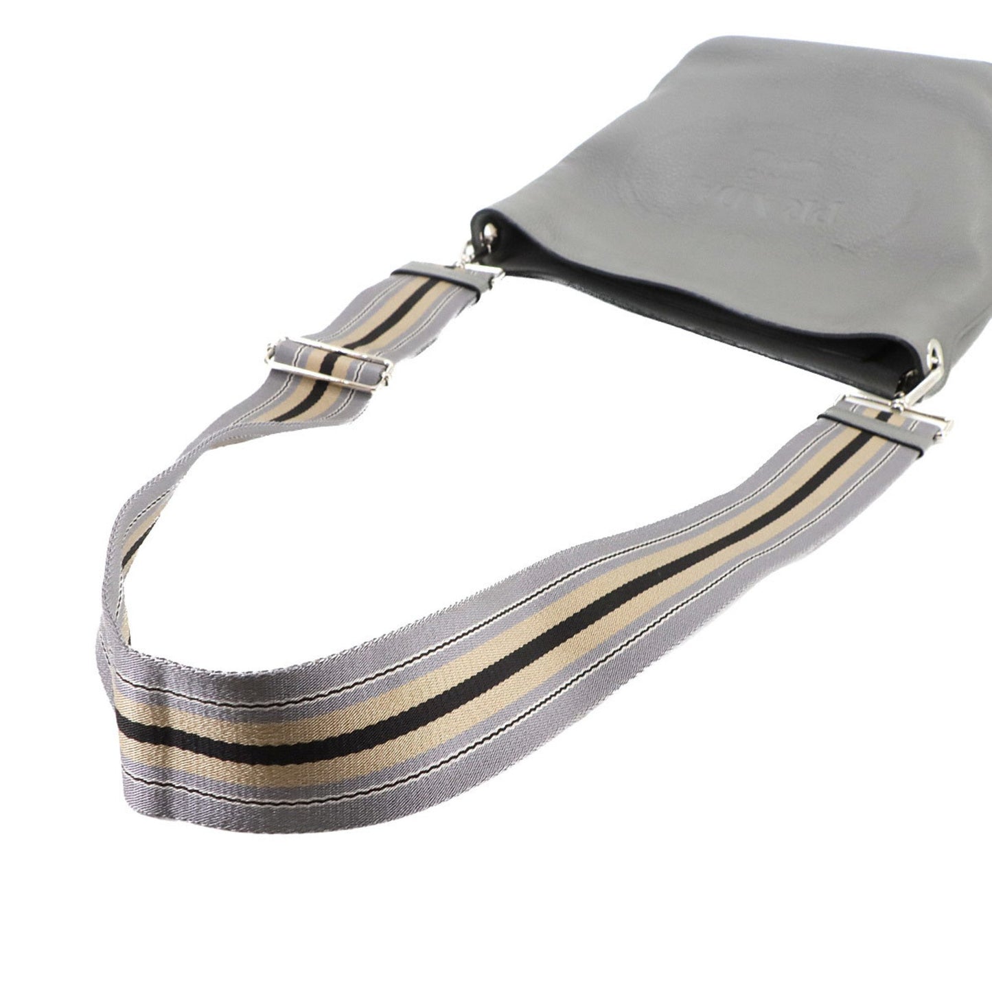 Prada Vitello, Grey, Leather, shoulder