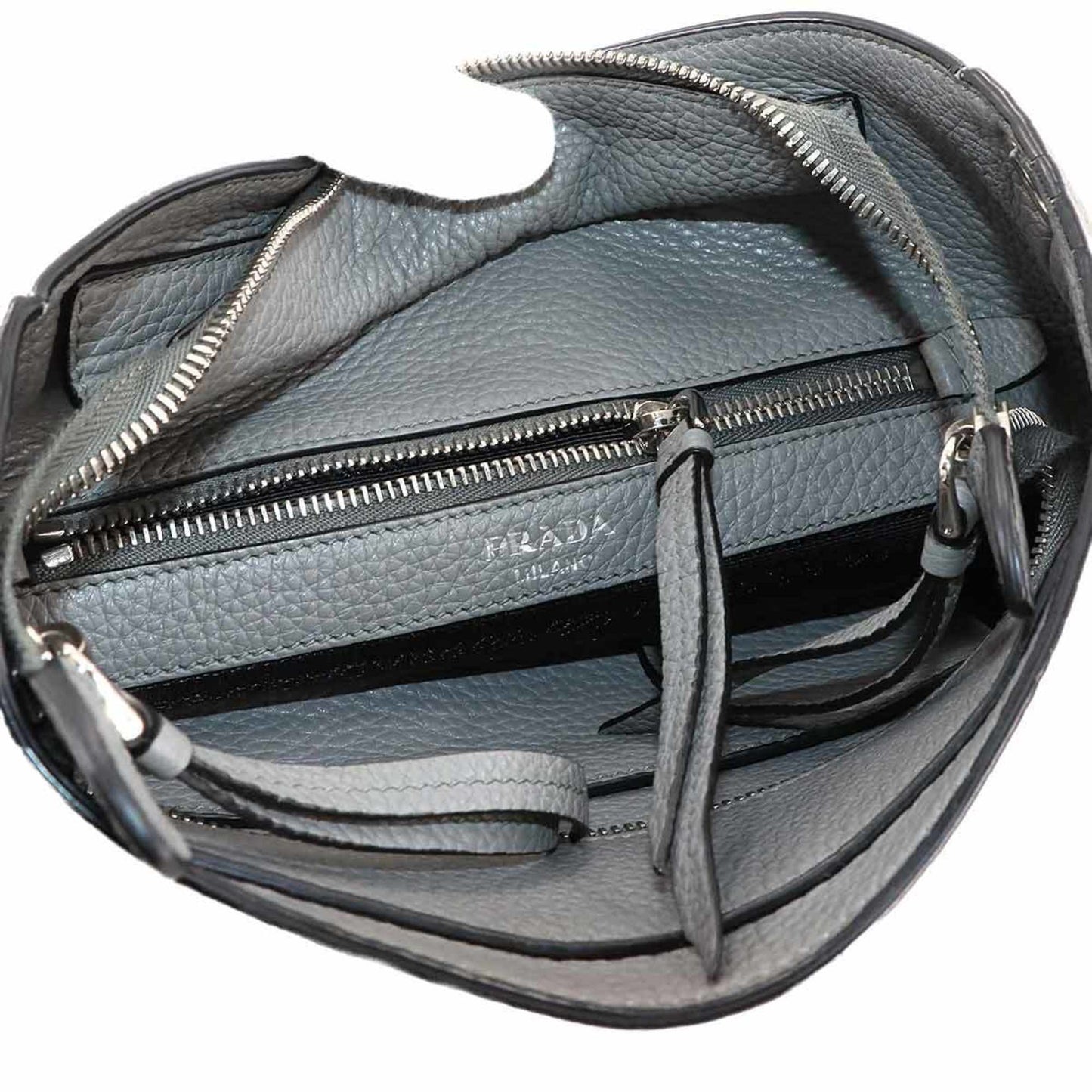 Prada Vitello, Grey, Leather, shoulder