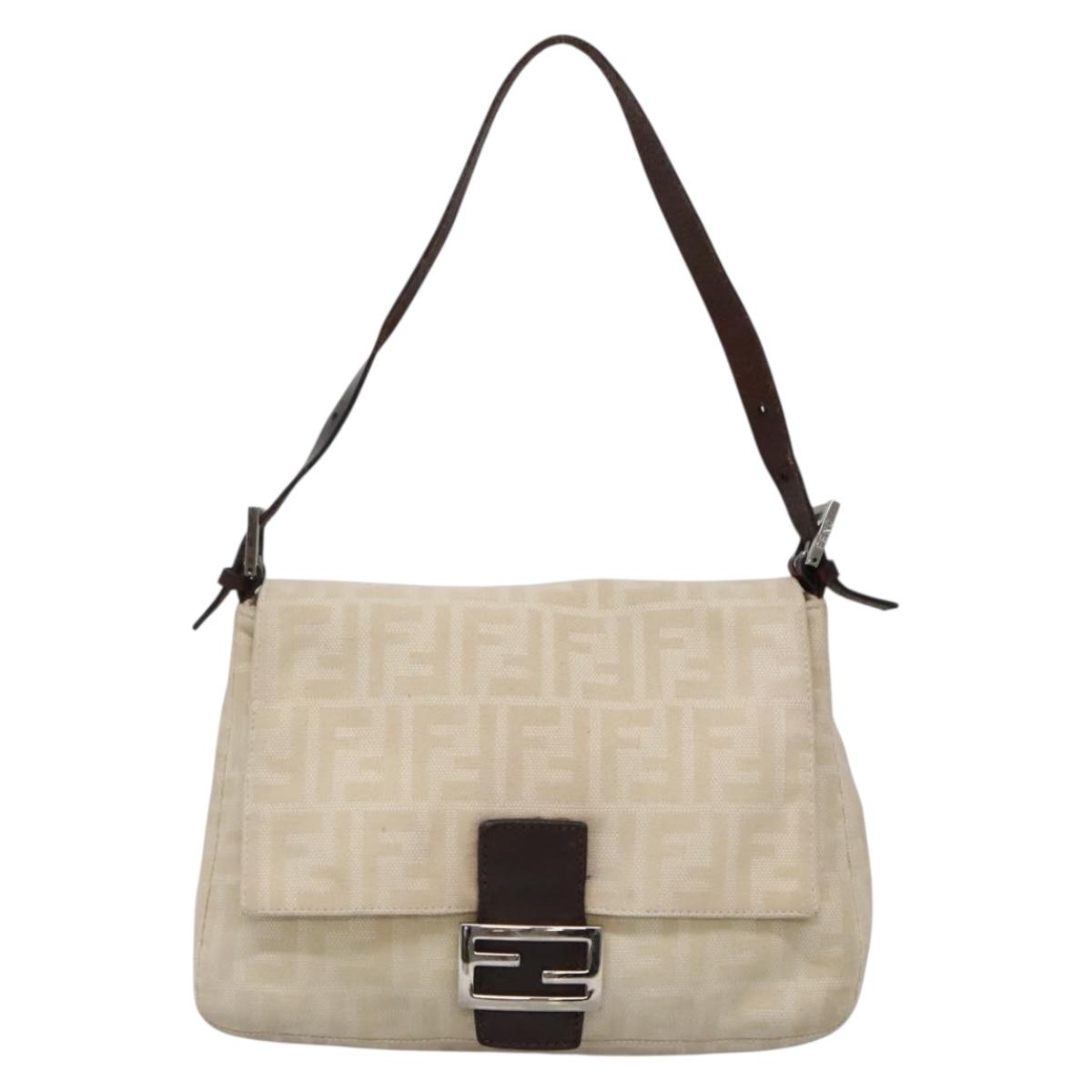 Fendi Mamma Baguette, Beige, Canvas, shoulder