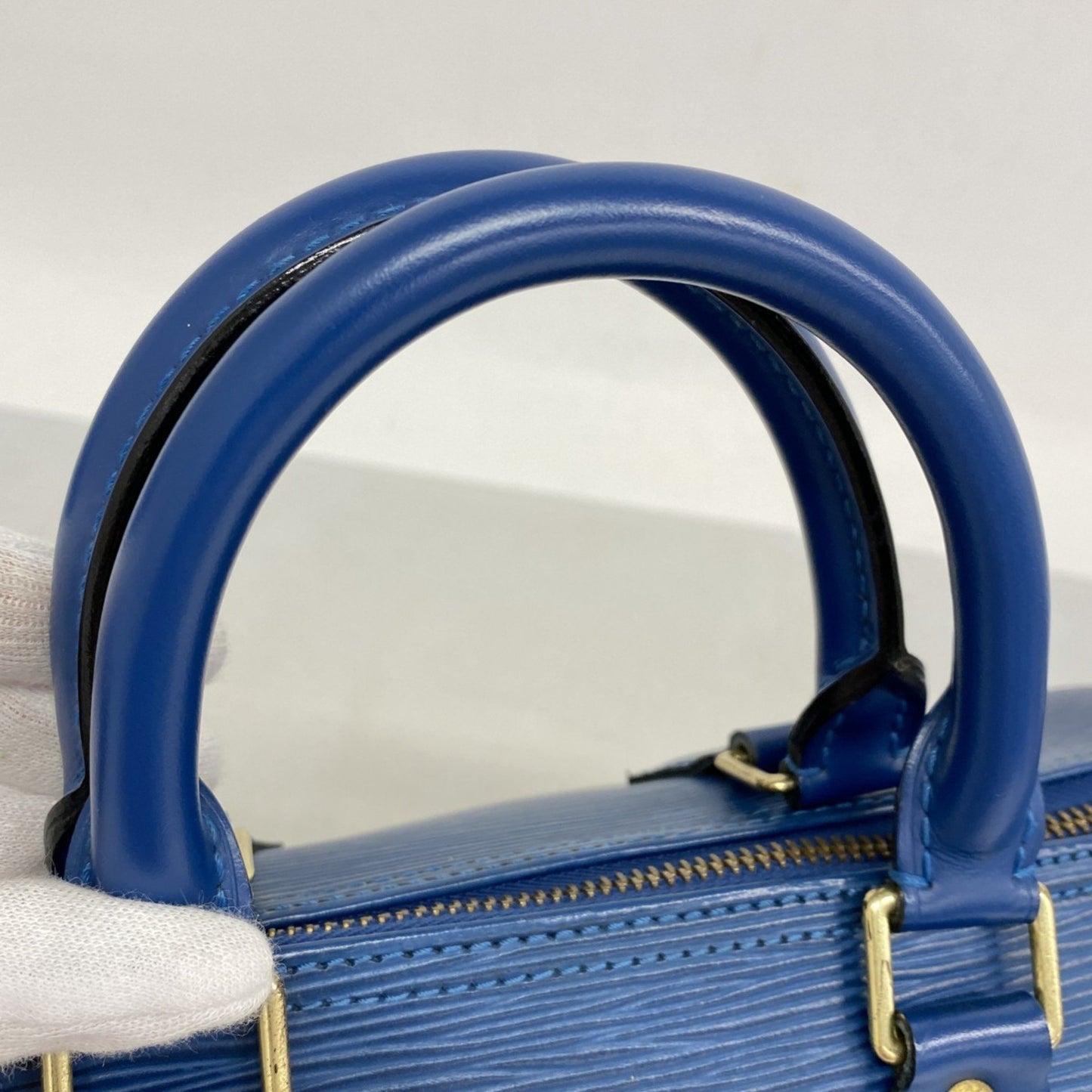 Louis Vuitton Speedy, Blue, Leather, handbag