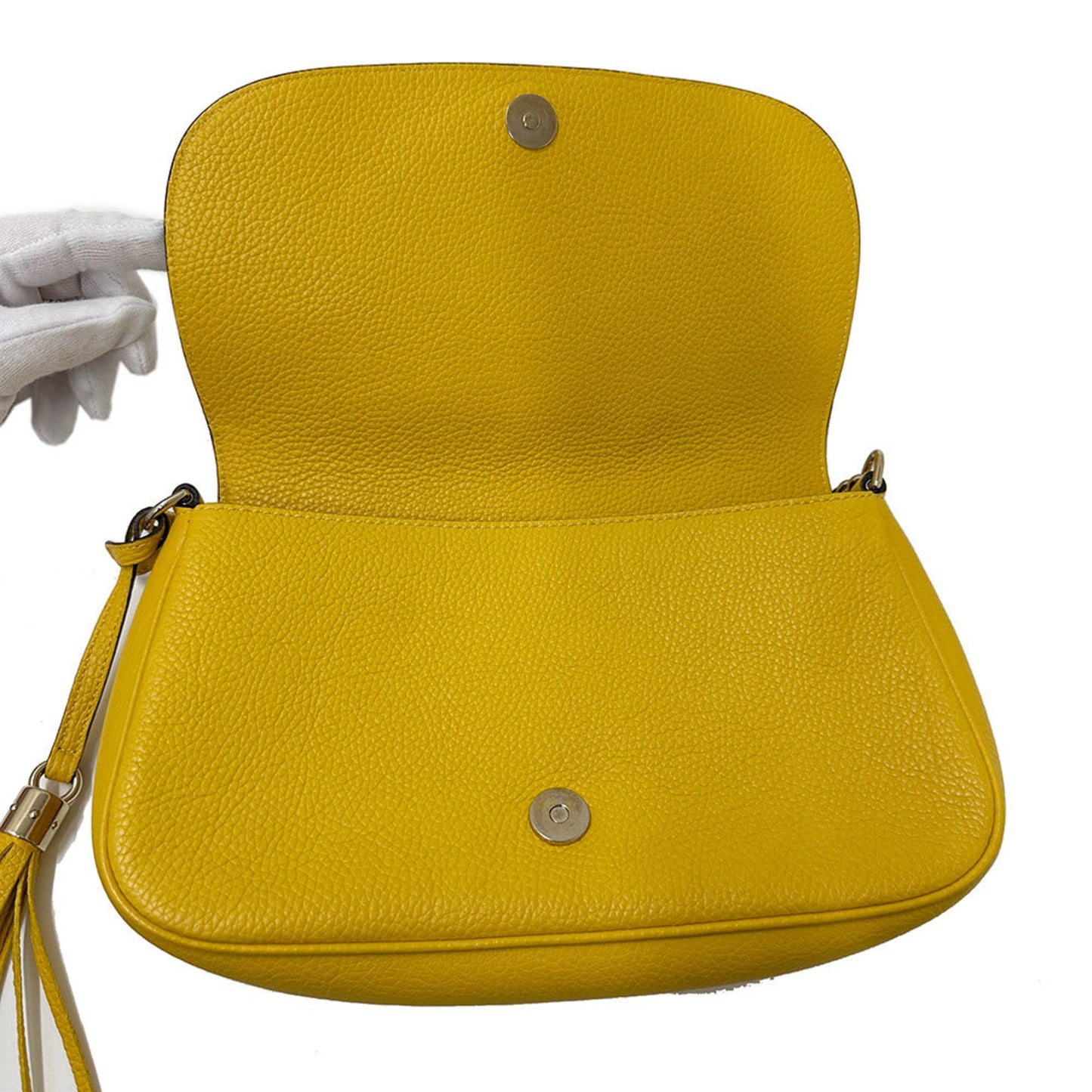 Gucci Interlocking G, Yellow, Leather, shoulder