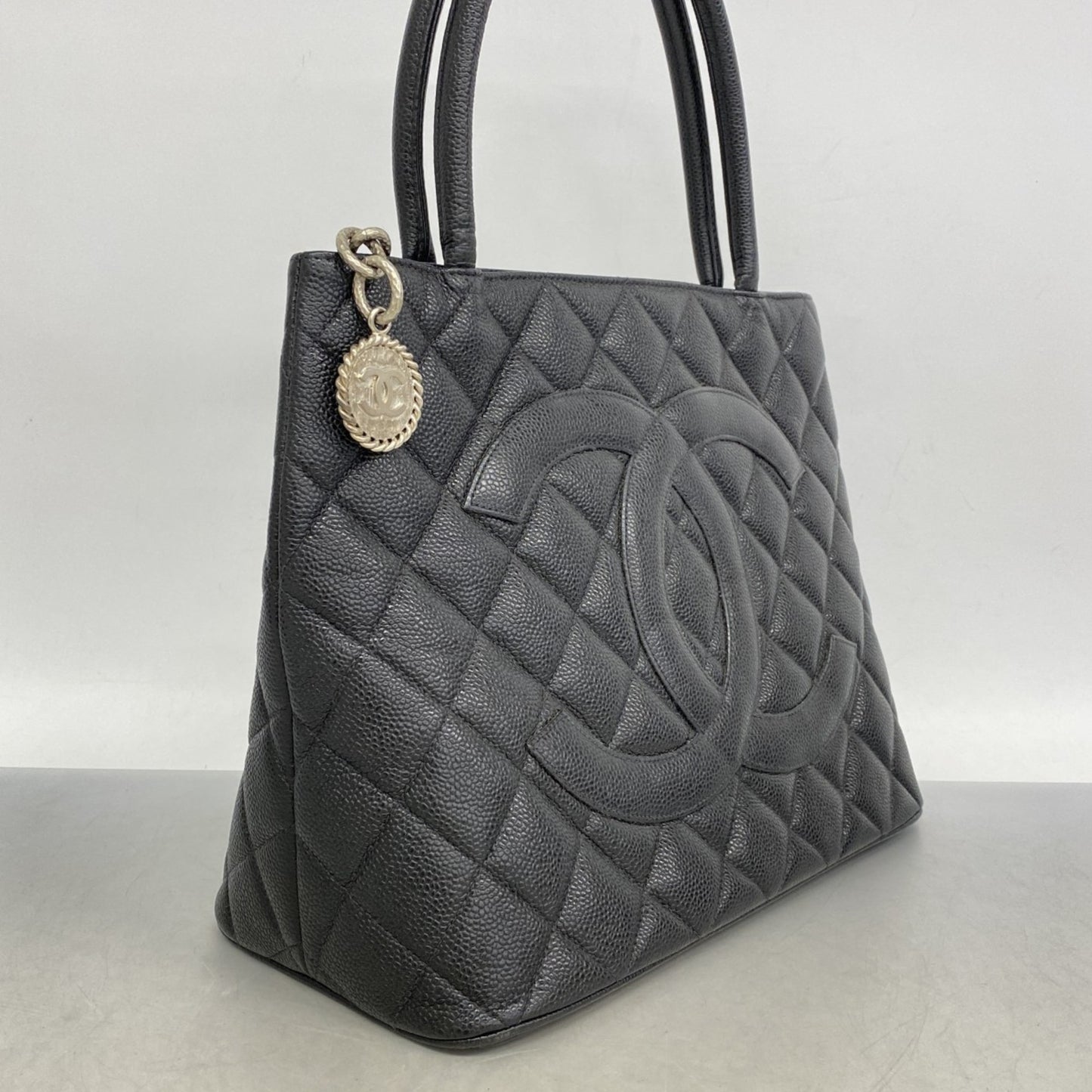 Chanel Coco Mark, Black, Leather, tote