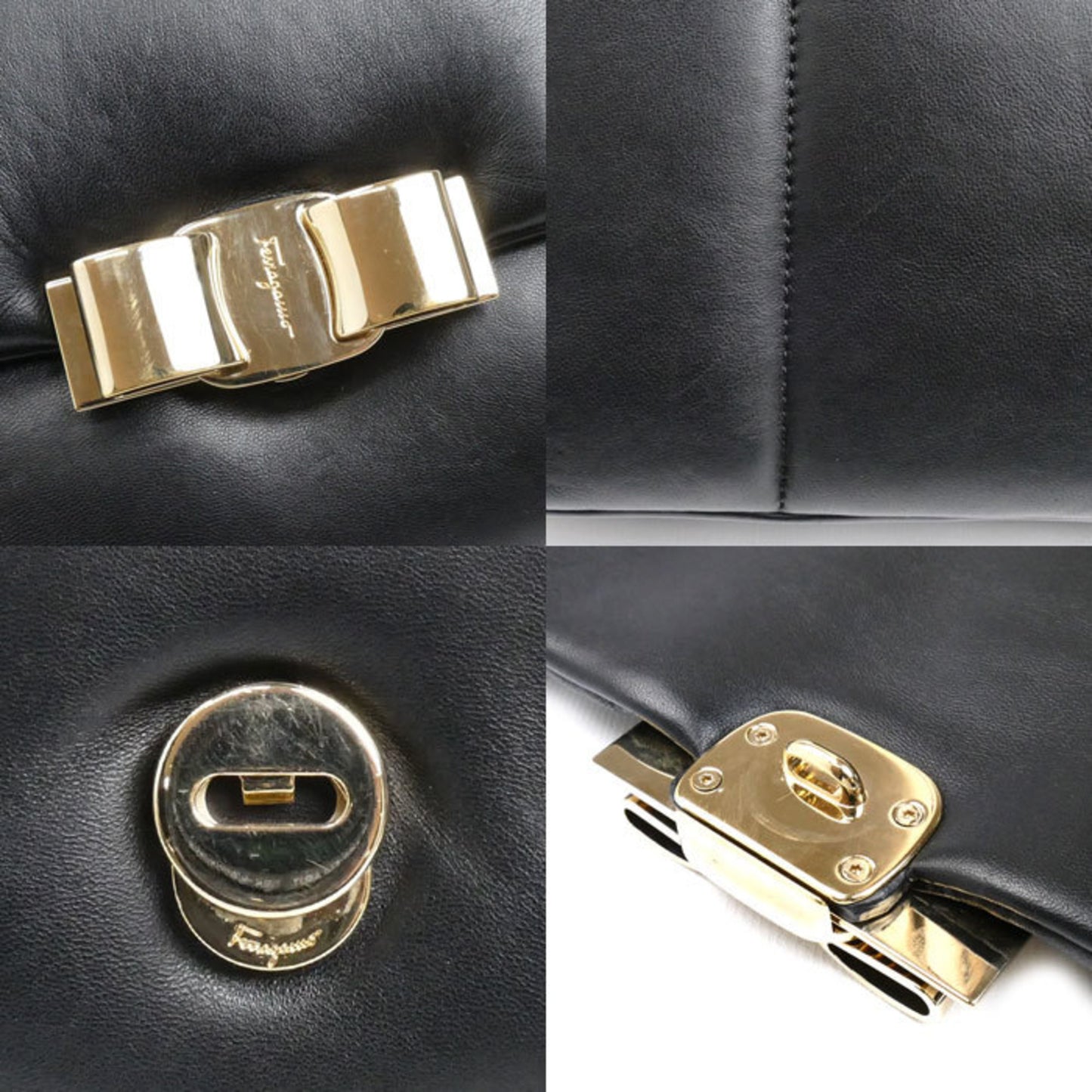 Salvatore Ferragamo Vara, Black, Leather, shoulder