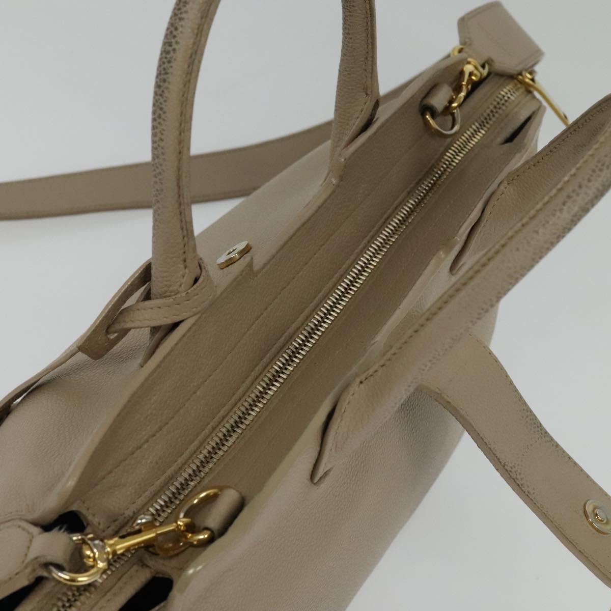 Yves Saint Laurent Downtown, Beige, Leather, handbag